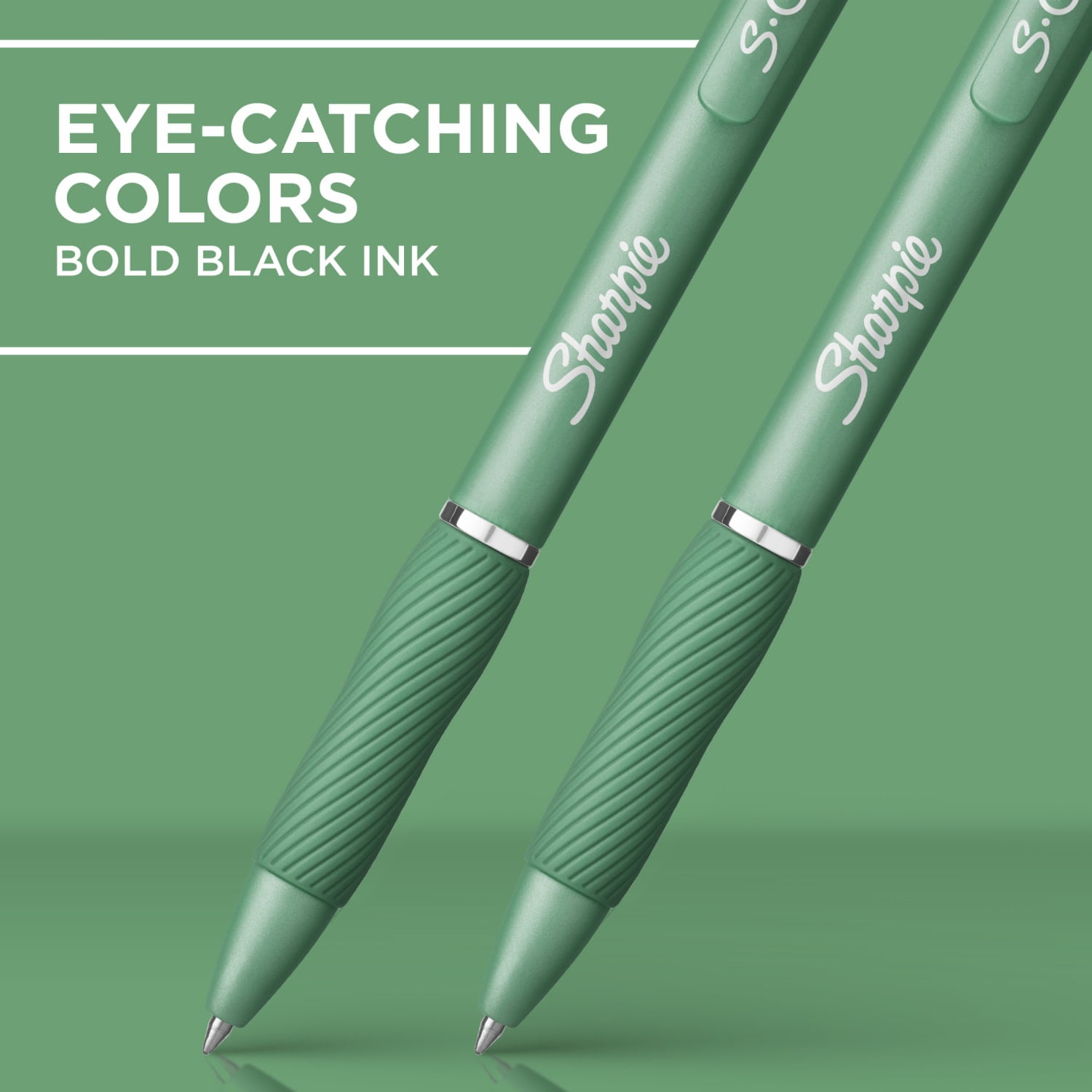 Sharpie S-Gel Gel Pens, No-Smear Black Ink, Professional Writing Tool (Green Barrel, 4 Count) mp2q6