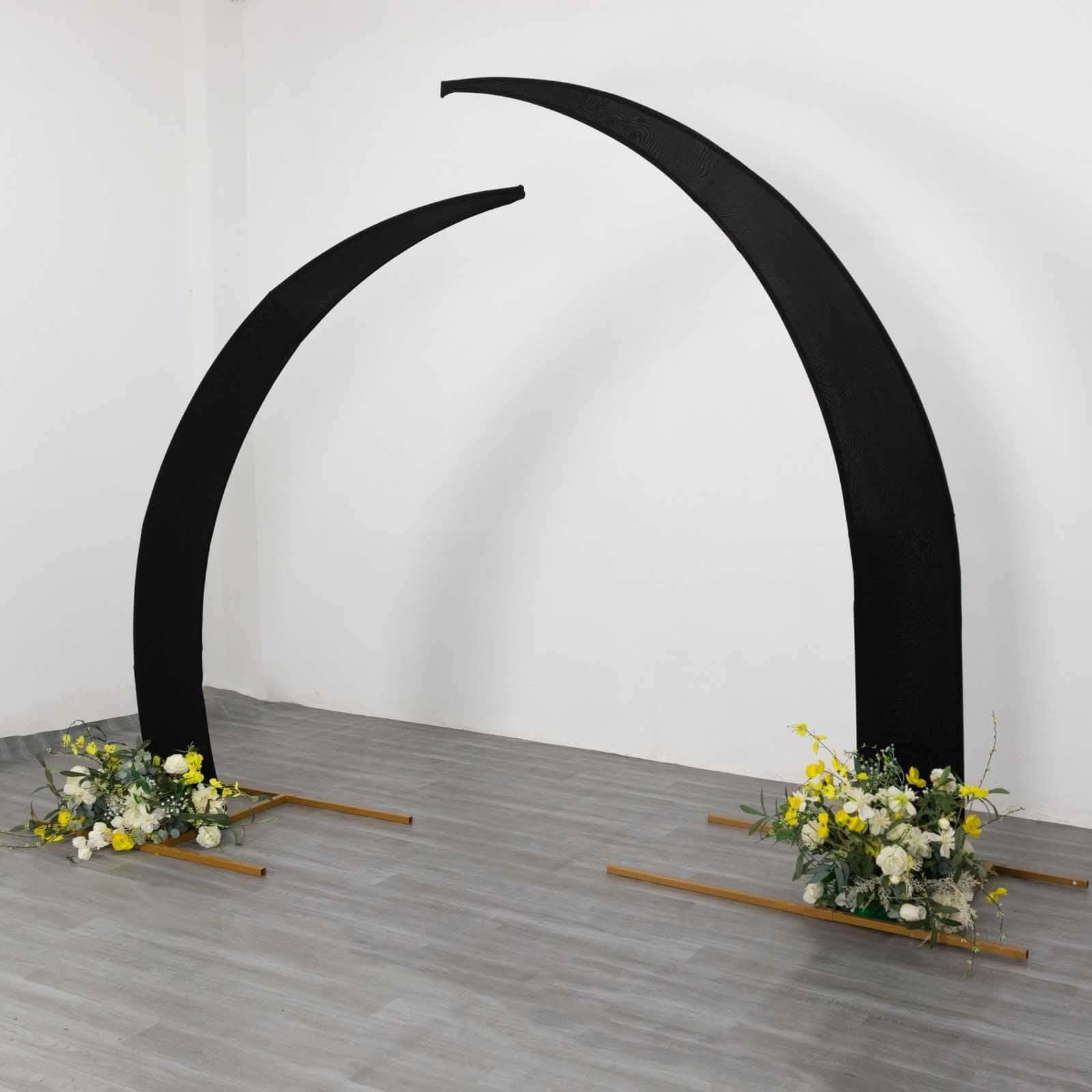 Efavormart Spandex Half Crescent Moon Wedding Arch Covers (Black, Set of 2, 6.5 ft and 8 ft) q4yxh