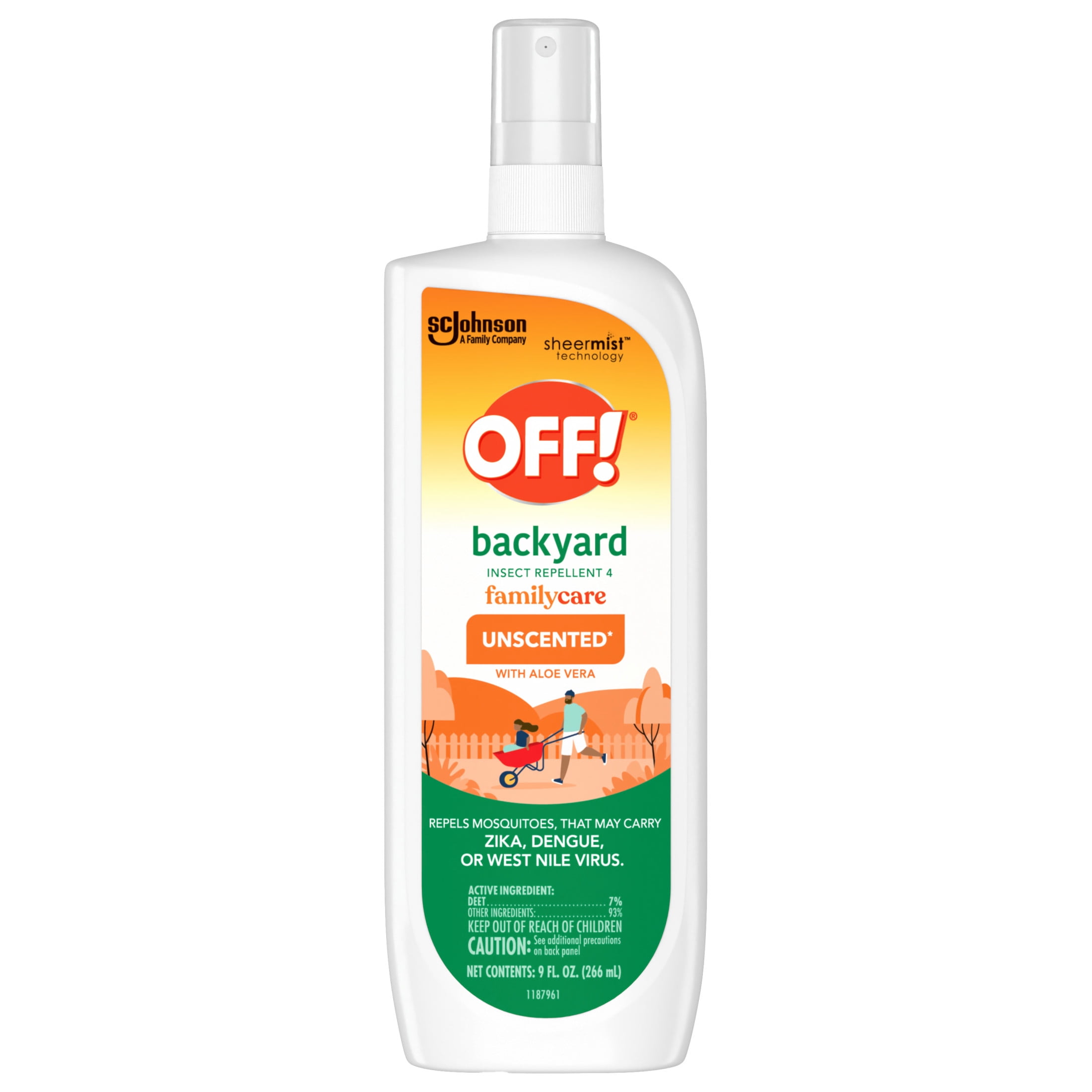 OFF! FamilyCare Insect Repellent, Unscented Mosquito Spray with Aloe Vera (Clear, 9 oz) 6bor5