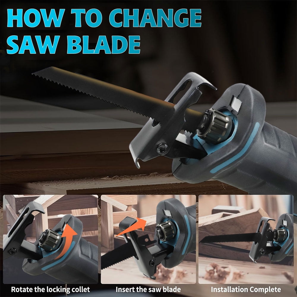 NEWONE Cordless Reciprocating Saw Kit 20V Brushless Motor with 2 Batteries and 7 Saw Blades (20V, 7-Piece Set) ilqss