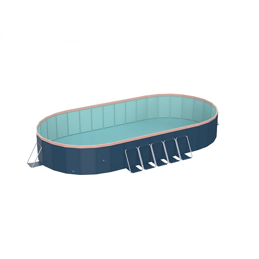 Generic Above Ground Swimming Pool, Folding Outdoor Family Pool with Aluminum Alloy Frame (Blue-Gray, 12 ft x 8 ft) lvu3r