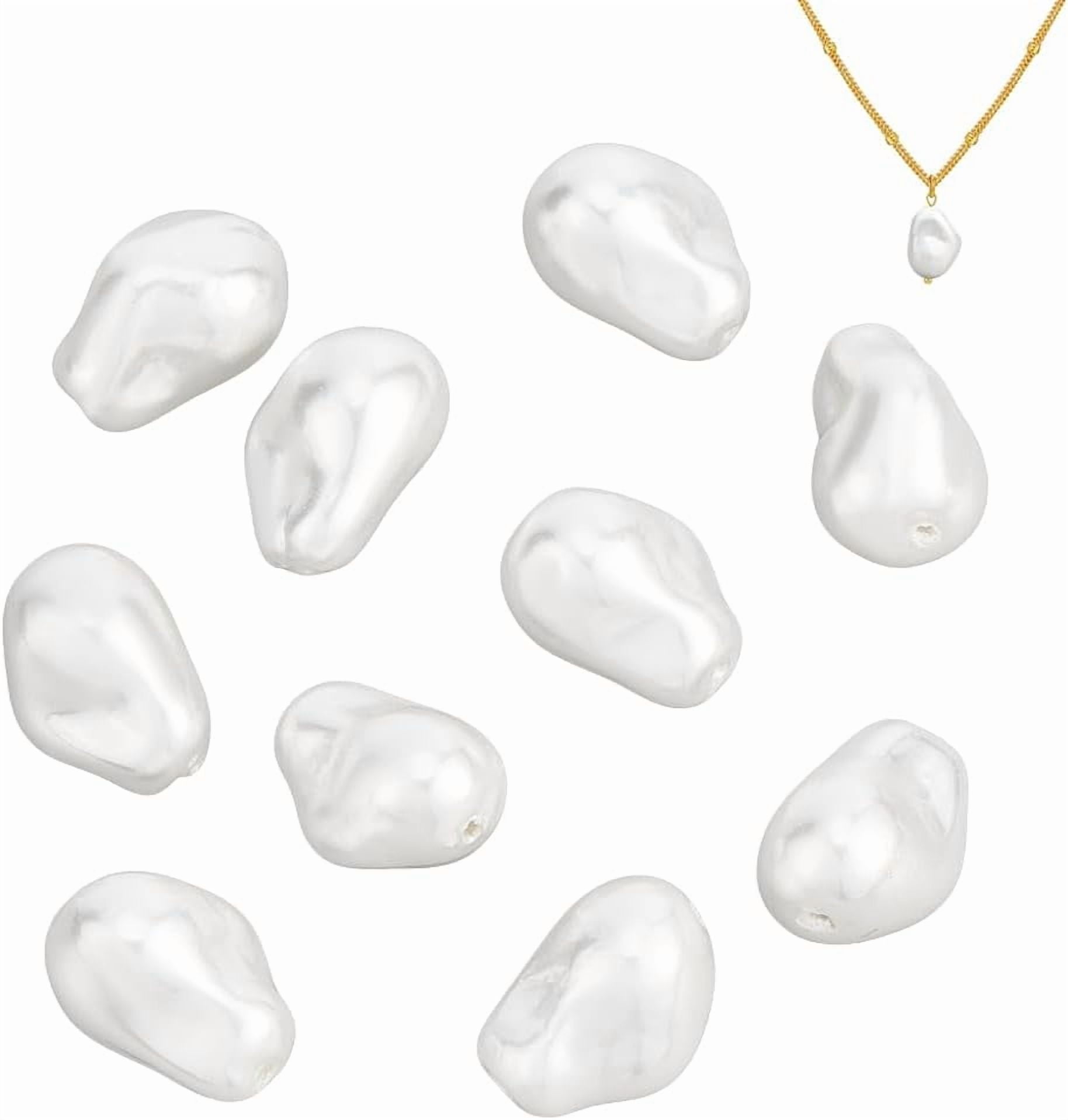 Hobbspring Electroplated Glass Imitation Pearl Beads for Jewelry Making (White, 10 Pieces) wb8ex