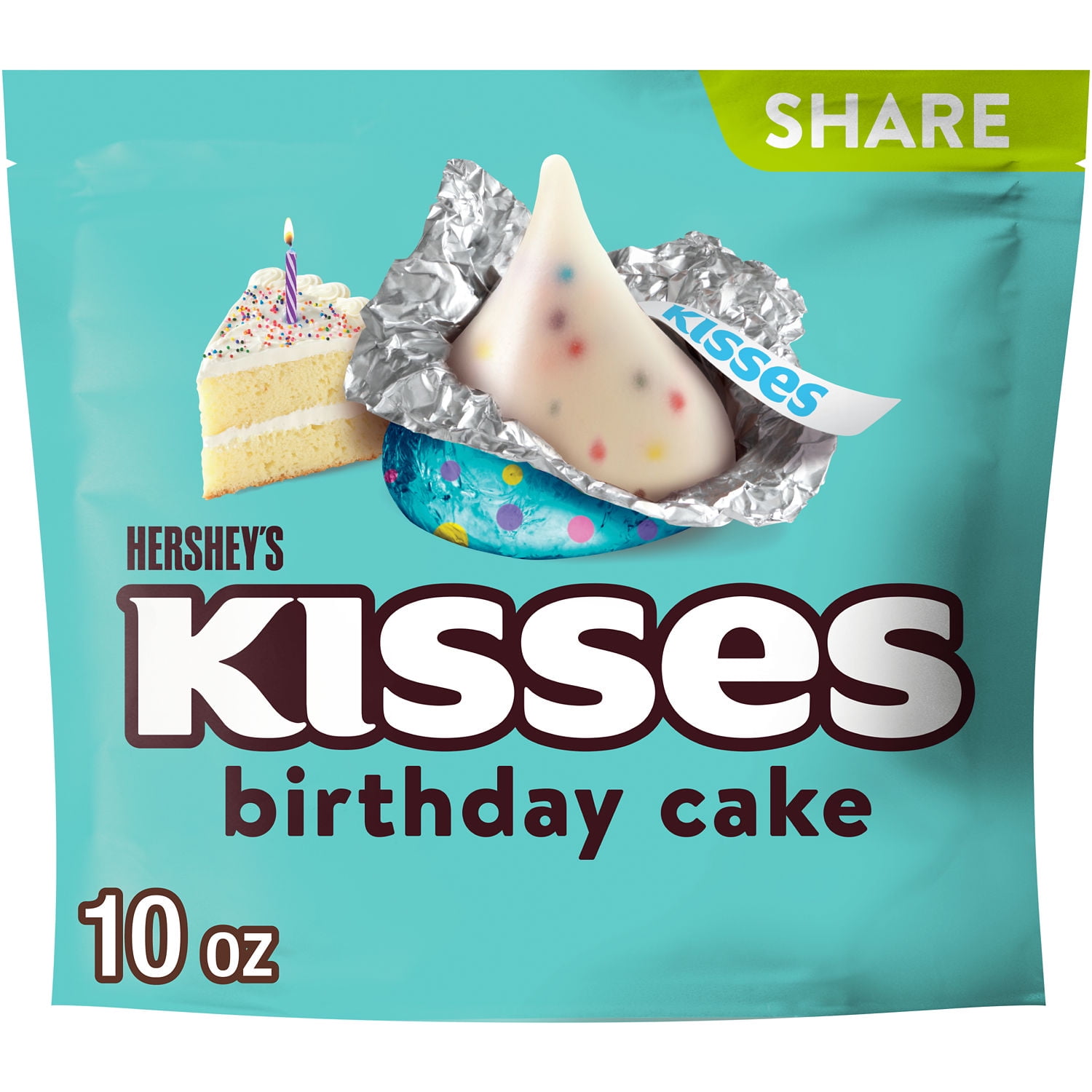 Hershey's Kisses Birthday Cake Flavored Creme Candy with Sprinkles (10 oz) nx11y