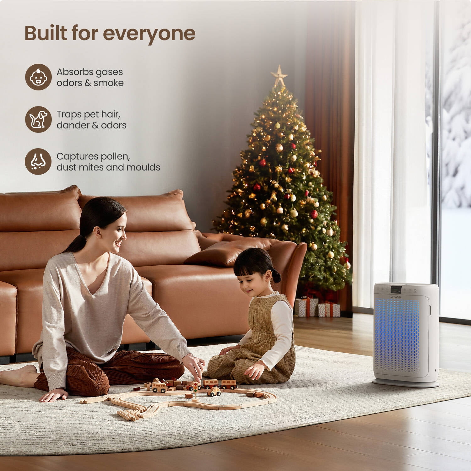 RENPHO H13 HEPA Smart Air Purifier for Large Rooms with PM2.5 Monitor and Auto Mode (White, 2000 Sq.ft) m8g5r