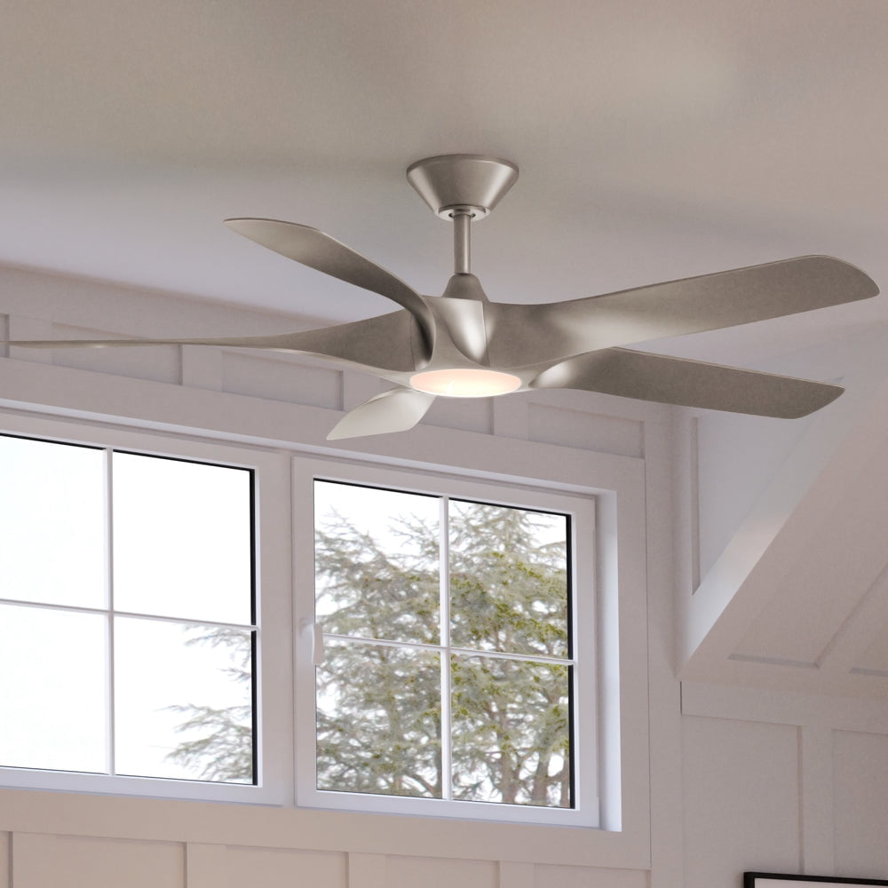 Urban Ambiance Transitional Ceiling Fan with Light Kit, Modern 5-Blade Design (Silver, 60 in) dz1c1