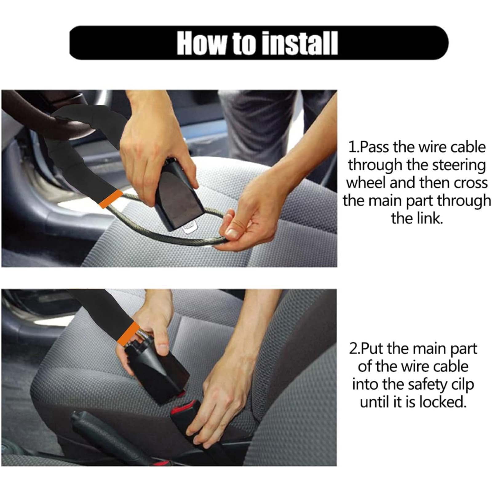 HYEASTR Car Steering Wheel Lock and Seat Belt Anti-Theft Security Device (17 in) p9hzq