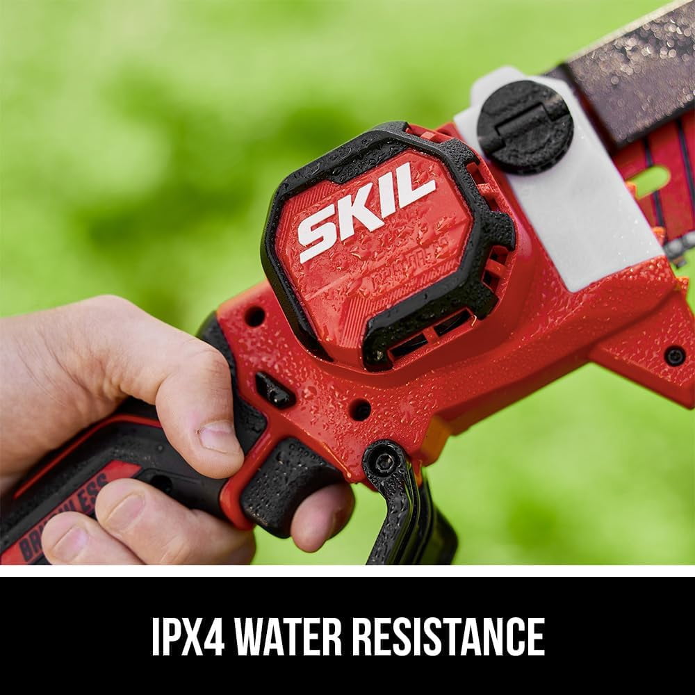 SKIL PWR CORE 20V 6-Inch Electric Chainsaw, Brushless Cordless Pruning Saw with Battery and Charger (Red, 6 in) frp92
