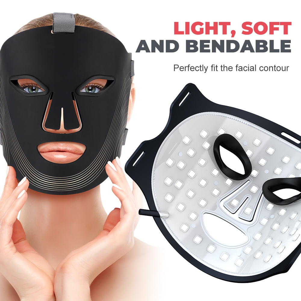 MS.DEAR LED Light Therapy Face Mask, 7-Color Skin Care Device with Remote (Black, 180 LED Beads) funjh