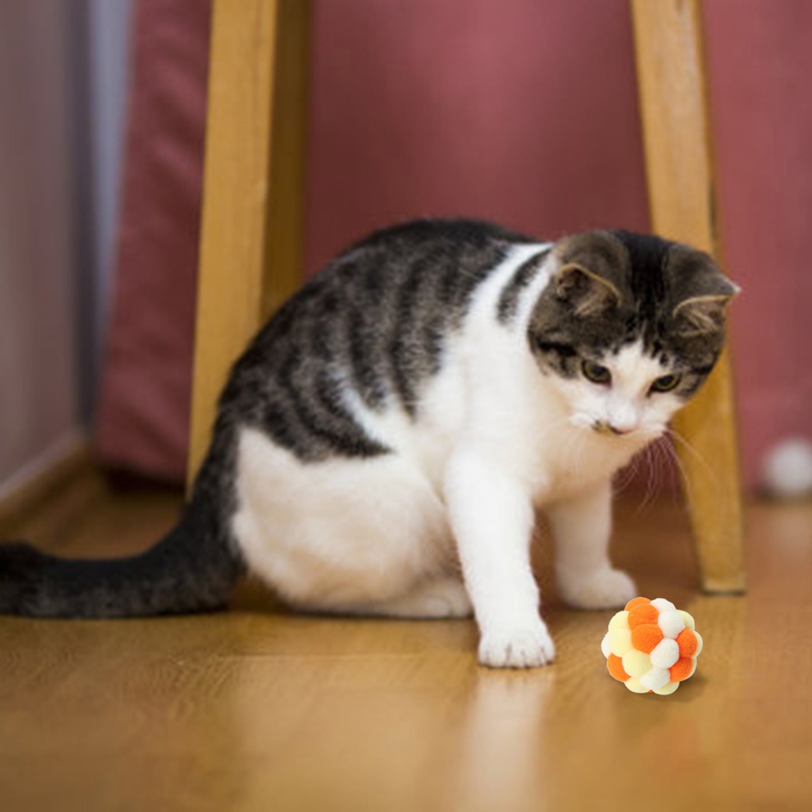 ACCEORR Interactive Cat Toy Plush Balls with Sound (Multi-Color, 2 in) l53pj