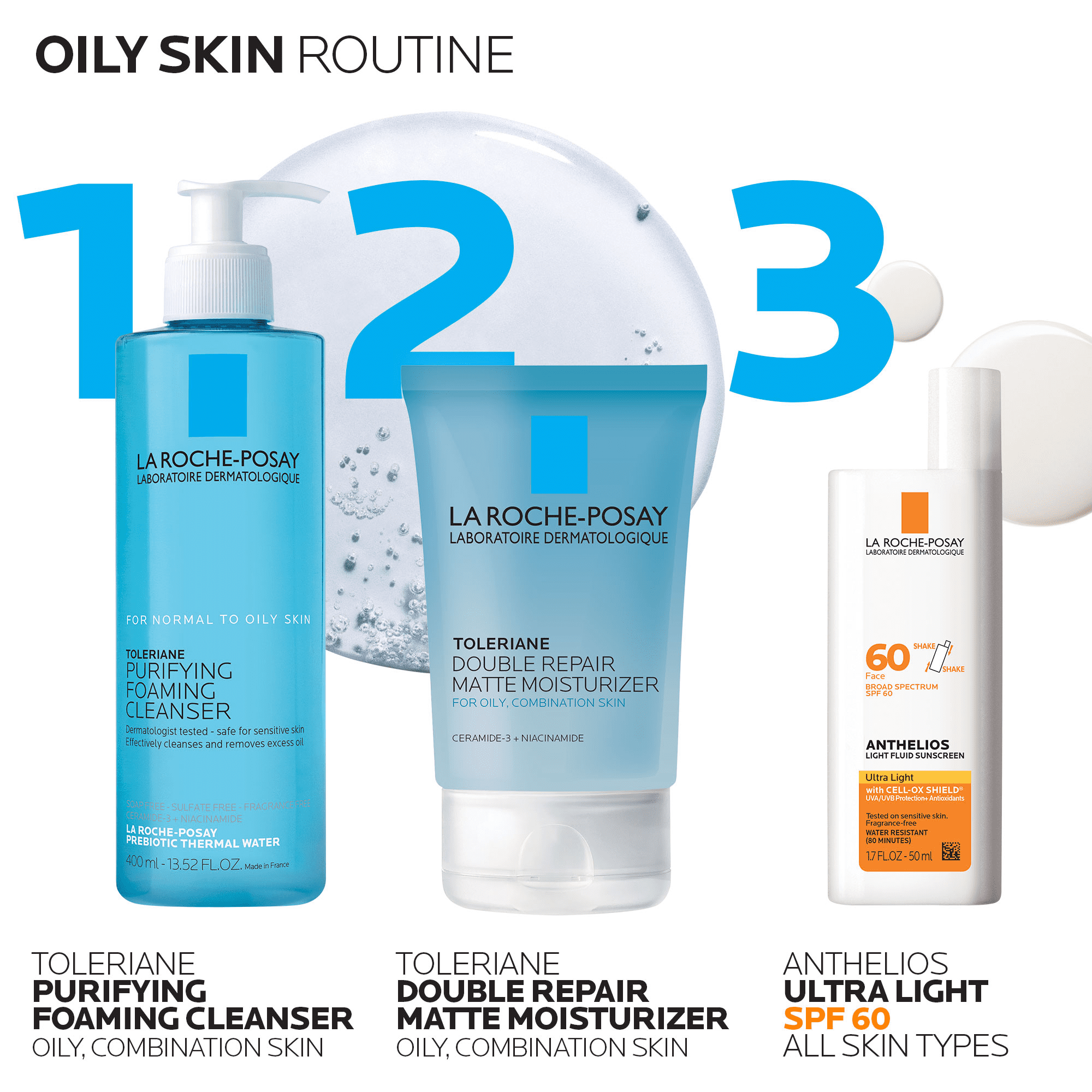 La Roche-Posay Toleriane Double Repair Oil-Free Matte Face Moisturizer for Oily Skin (2.5 fl oz) t897j