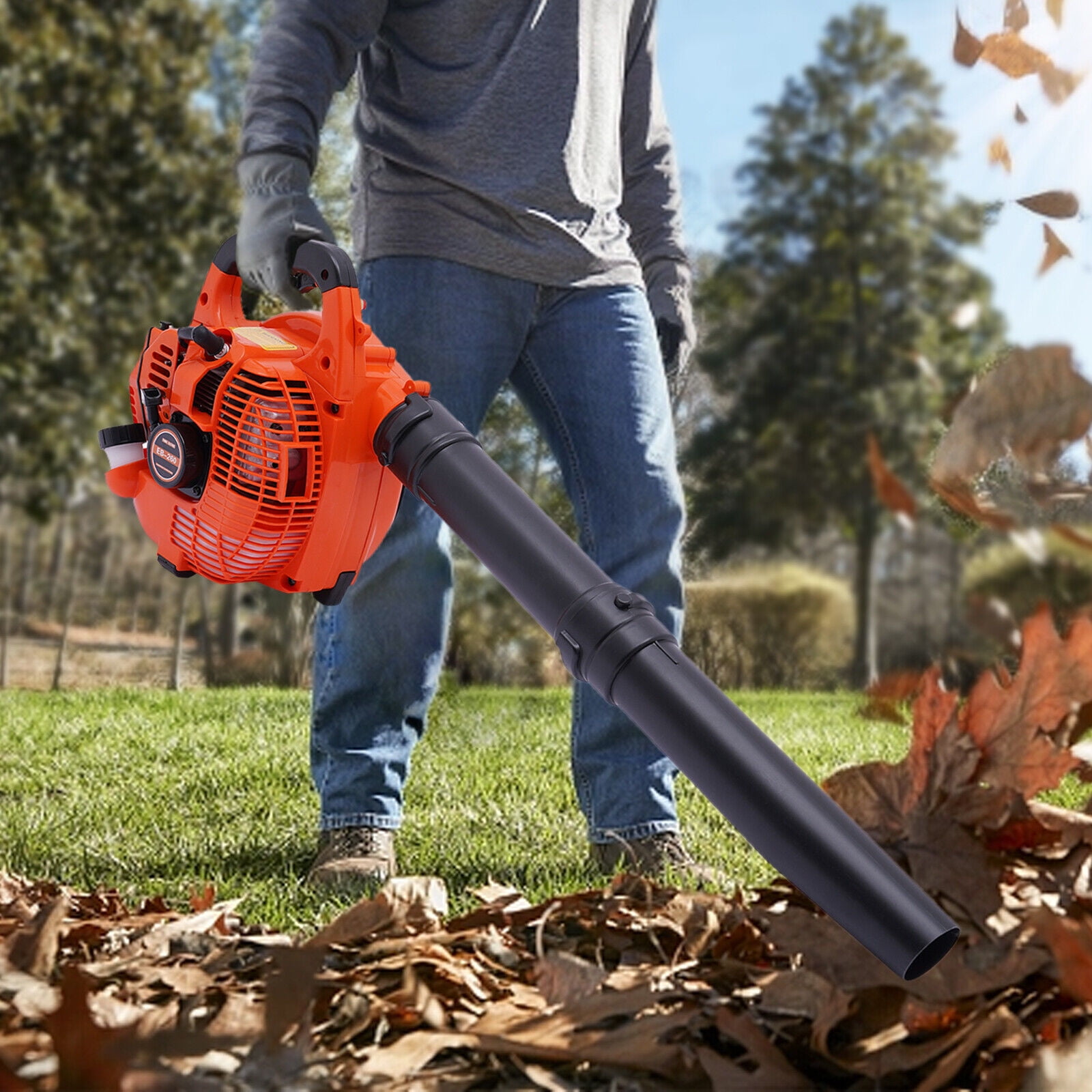Generic 25.4cc 2-Stroke Gas Powered Handheld Leaf Blower (Orange, 30.4 fl oz) xzbth