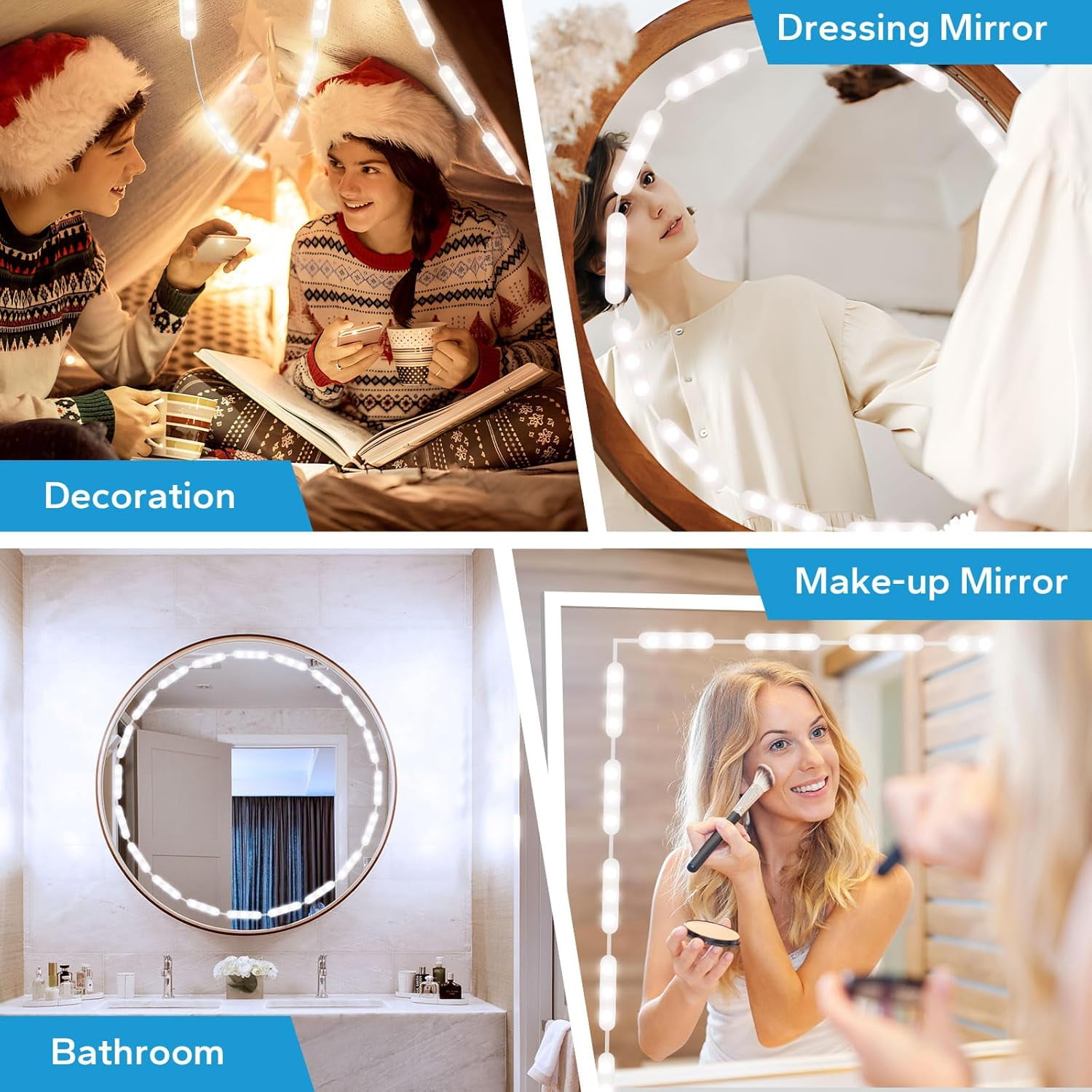OGEDNAC LED Vanity Mirror Lights, Hollywood Style Makeup Strip Lighting with Adjustable Color and Brightness (16 ft) kt62b