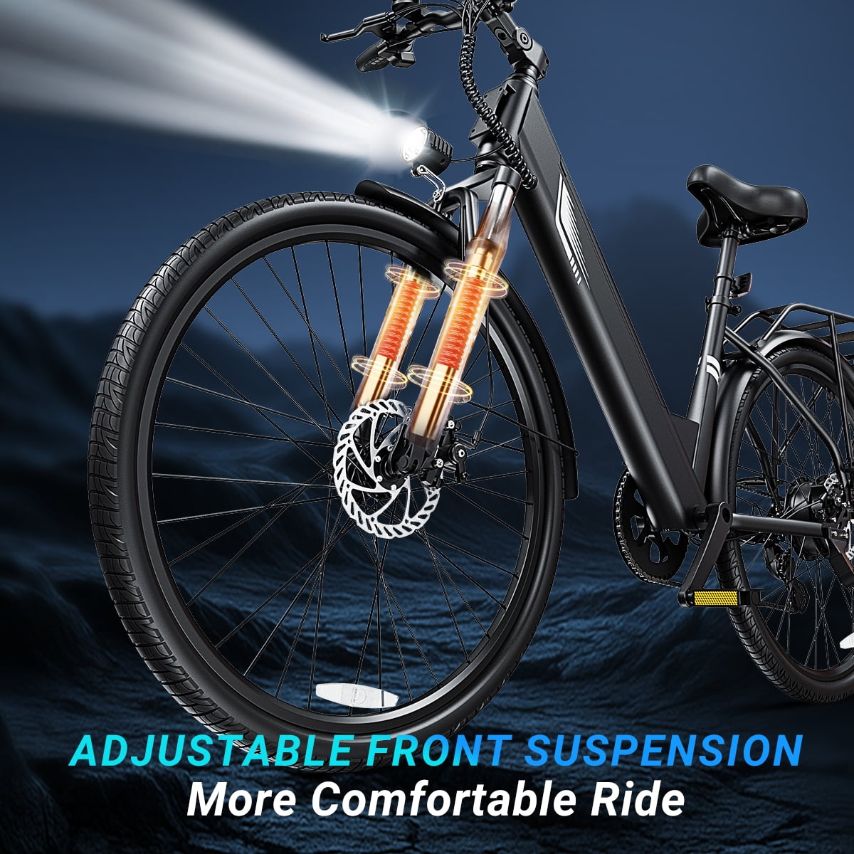 DYU C7L Electric Mountain Bike, 1000W Motor 48V E-bike with 7-Speed Shimano Gears (Black, 26 in) a92de