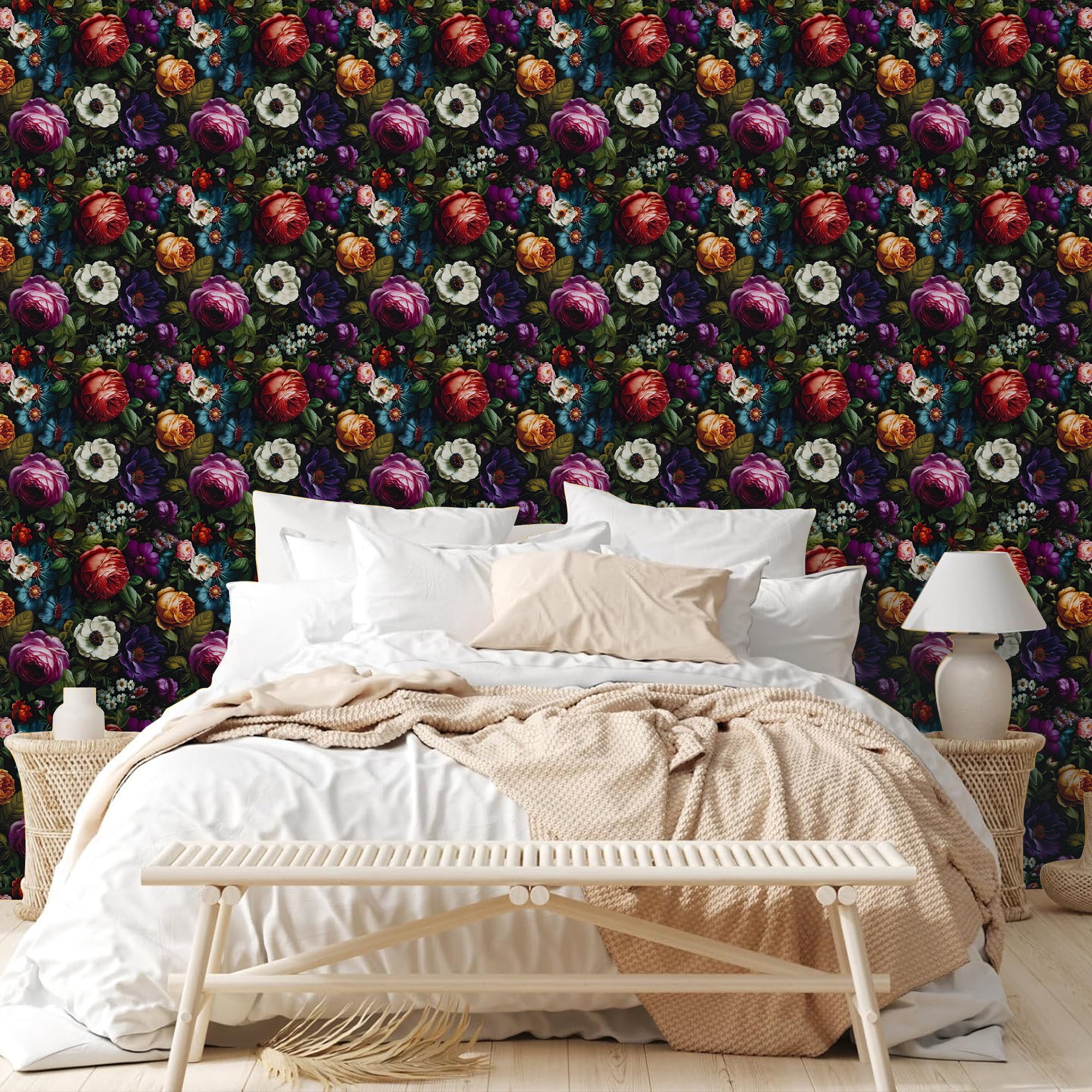 Abyssaly Floral Peel and Stick Wallpaper, Vintage Watercolor Plant Contact Paper for Home Decor (Multicolor, 17.3 in x 393.7 in) qzfs2