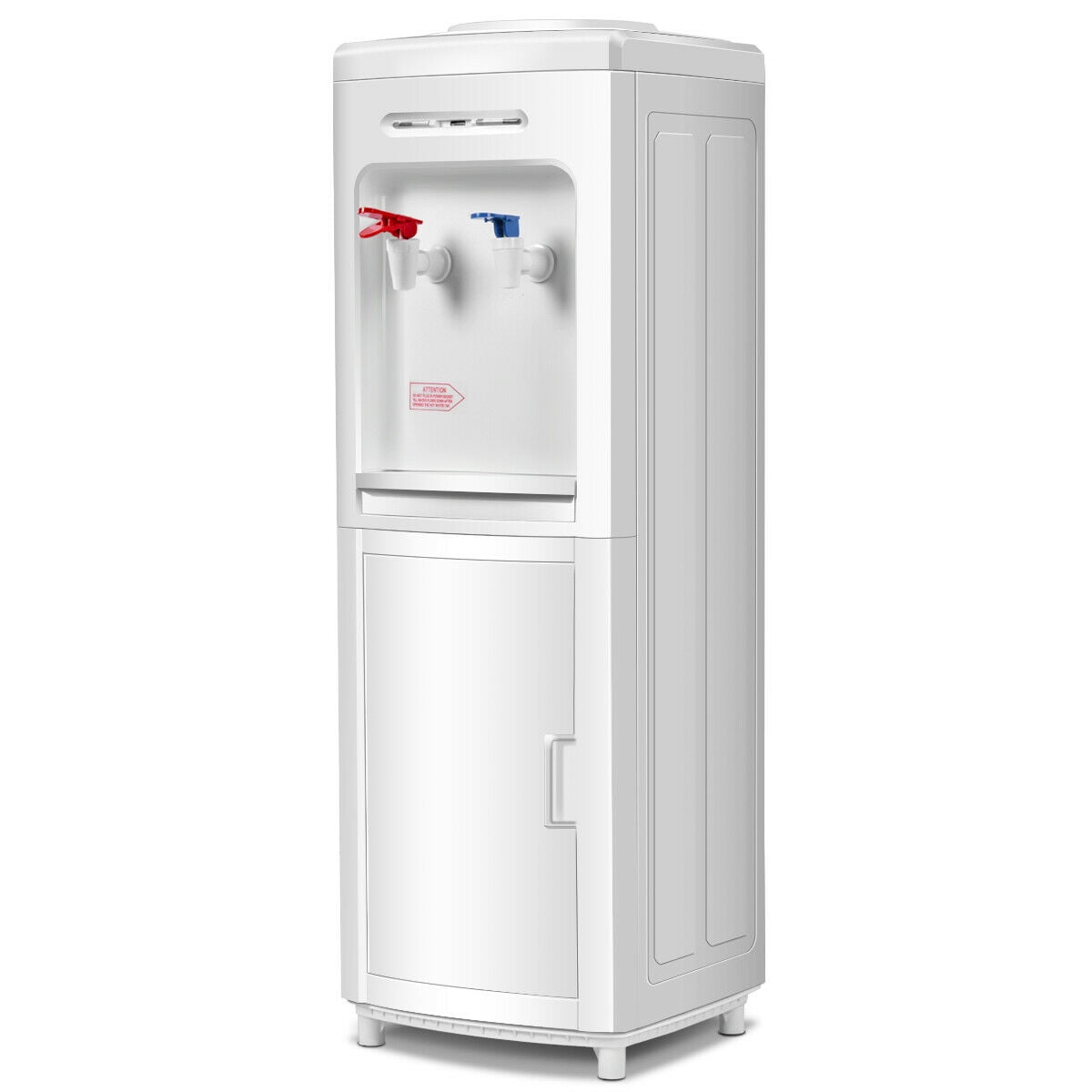 Costway Electric Water Dispenser Bottom Load Cooler with Storage Cabinet (White, 5 gal) 23c2d