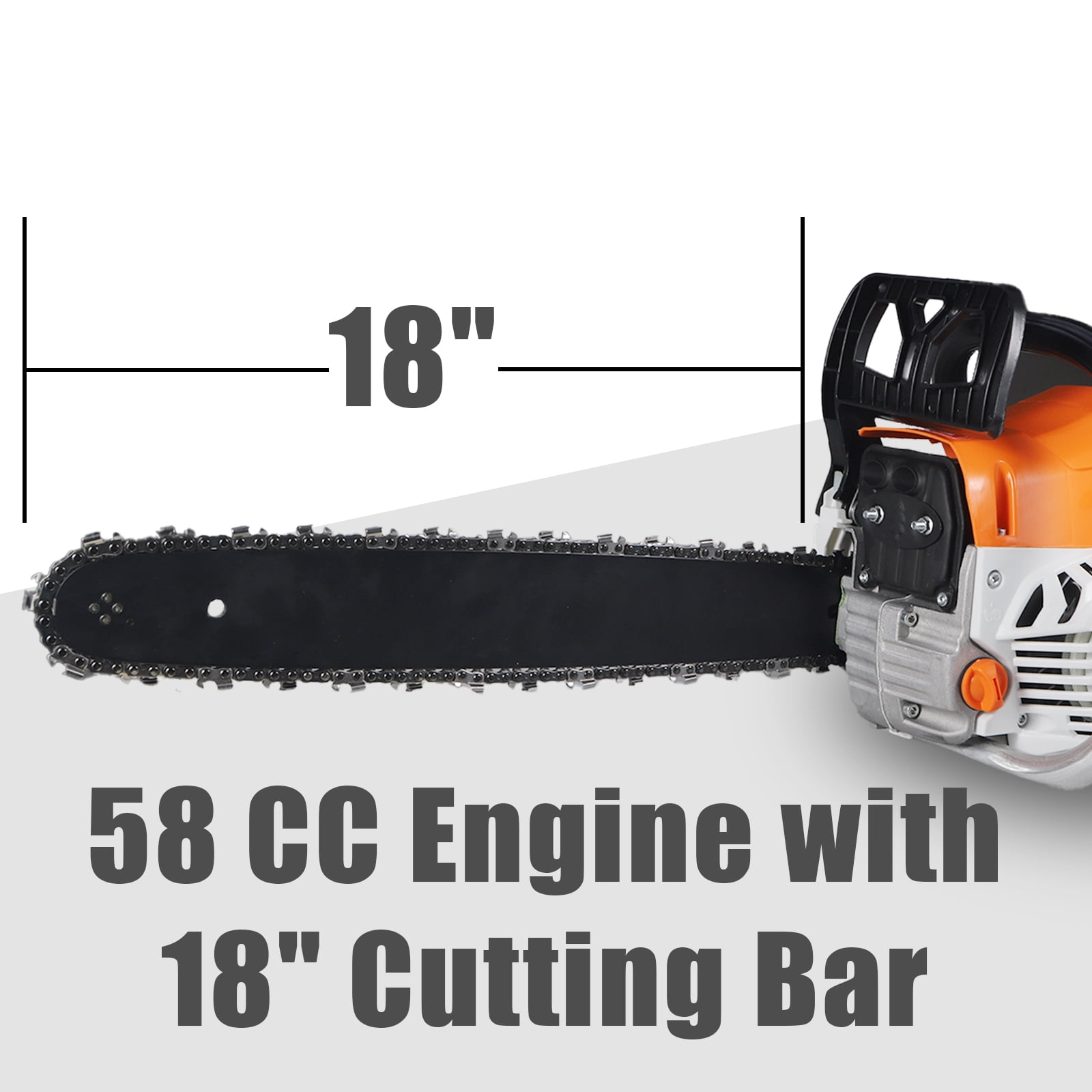 KingFurt 58CC Gas Chainsaw, 18 Inch Power Chainsaw for Tree Cutting and Landscaping (Orange, 18 in) ntz1k