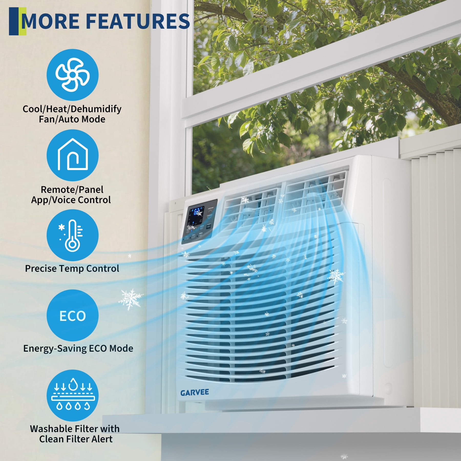 PYY 18000 BTU Smart WiFi Window Air Conditioner with Heating and Cooling (White, 400 sq ft) z00u0