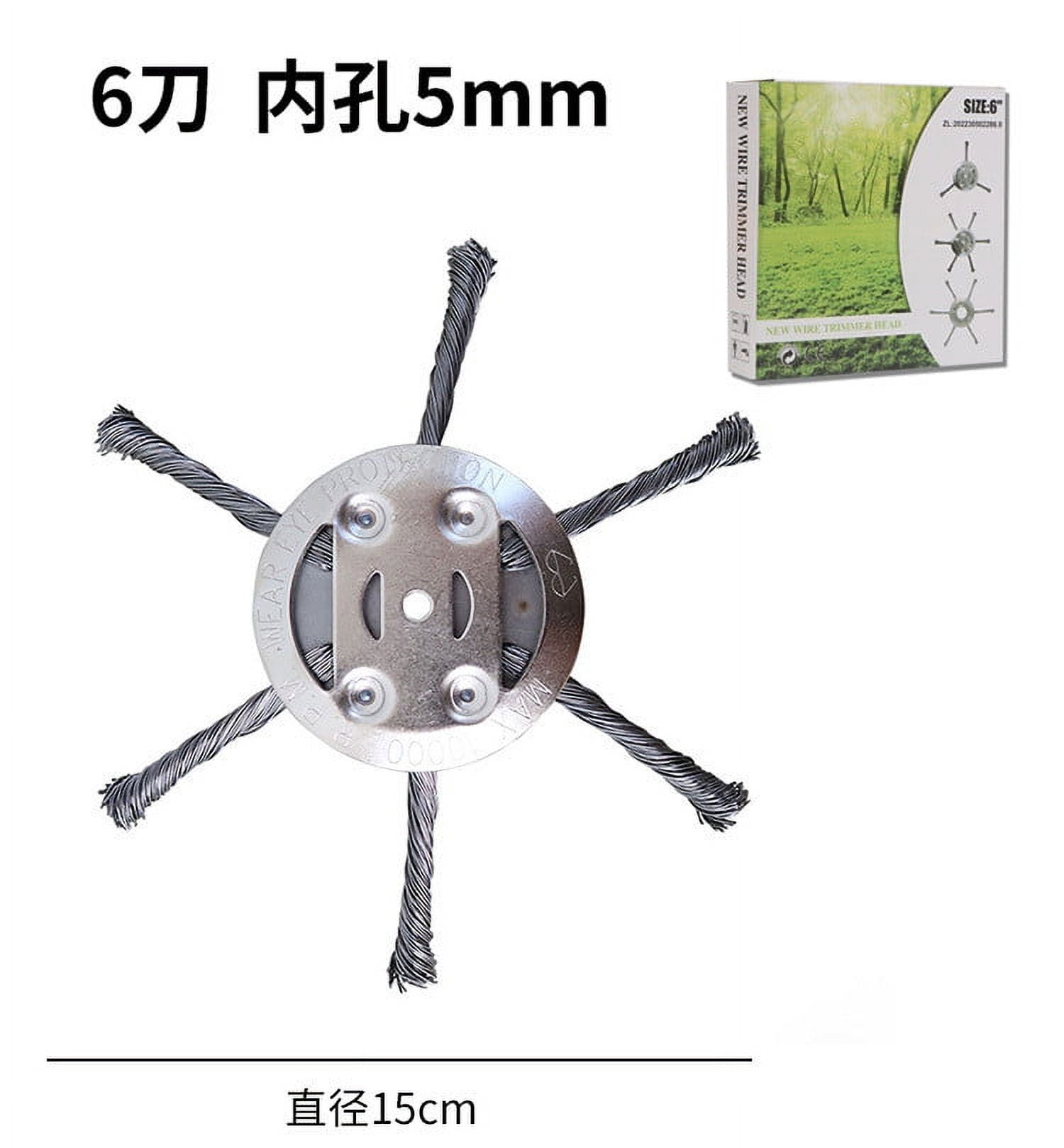LINMOUA Universal Steel Wire Trimmer Head Heavy-Duty Weed Brush Cutter (Silver, 6 in, 3 Pack) f64ut