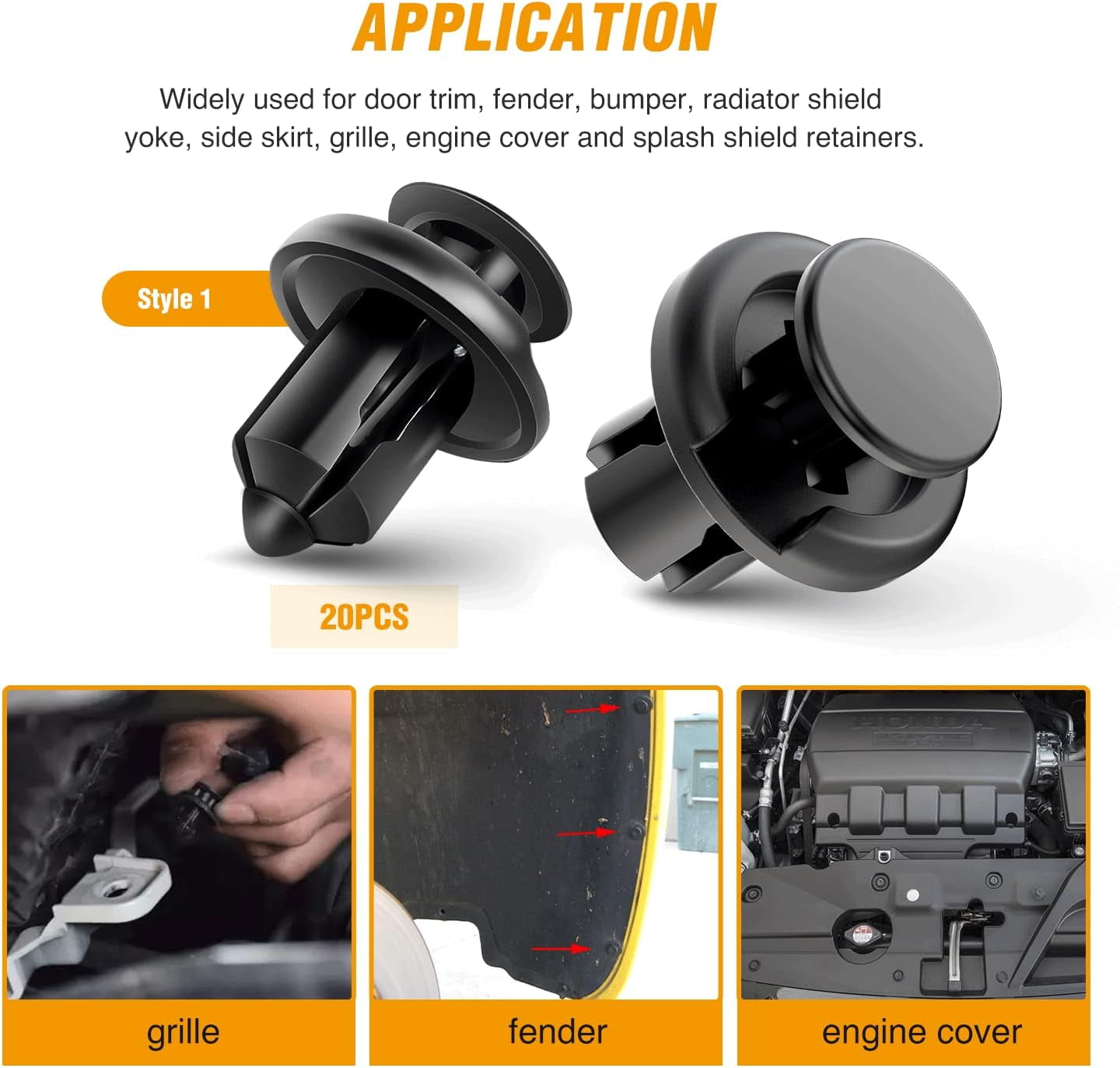 GOOACC Car Bumper Push Retainer Clips and Nylon Fastener Rivet Kit (Black, 121 Piece Set) 3c80a