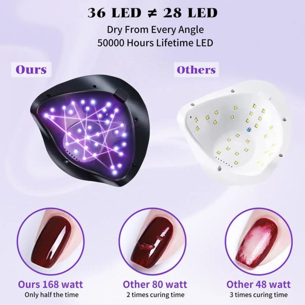 COWIN UV LED Nail Lamp for Gel Polish Curing, Professional 168W Smart Sensor Dryer (White, 9.13 x 8.15 x 4.25 in) lfwxj
