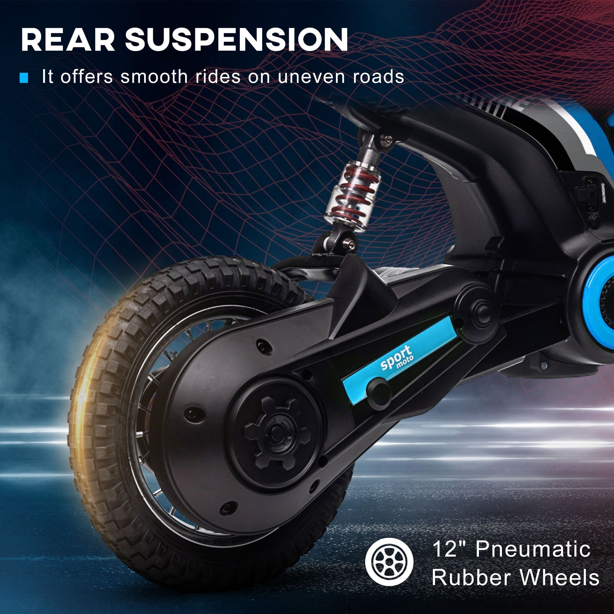 Aosom RZ56 350W Electric Powered Mini Bike, Variable Speed Motorized Dirt Bike for Teens (Blue, 12 in Wheels) xnpha