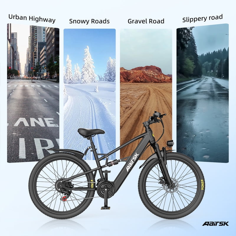 Unibike 26 in Electric Mountain Bike for Adults, 400W Brushless Motor E-Bike, Off-Road Commuter (Gray, 26 in) txg0k