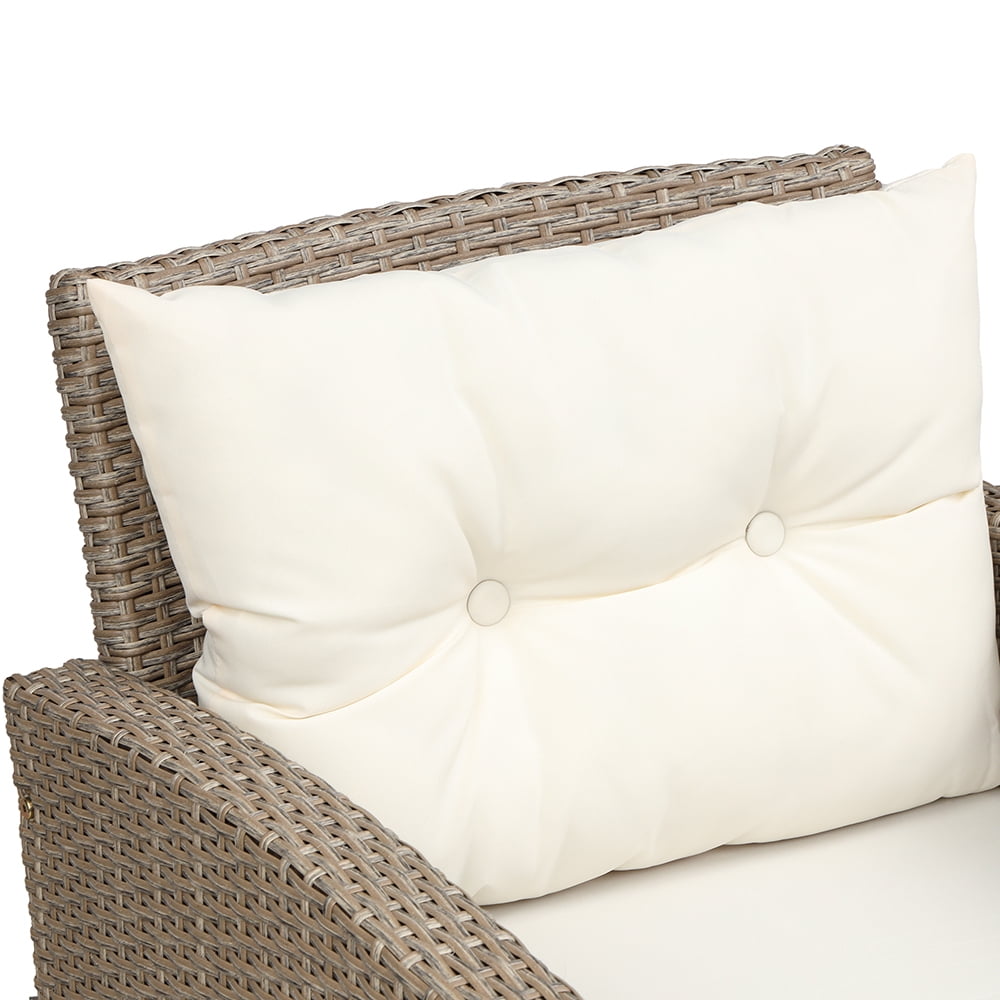 Segmart 4-Piece Outdoor Patio Furniture Set, Wicker Conversation Sofa with Cushions and Coffee Table (Beige, 4-Piece) tl75q