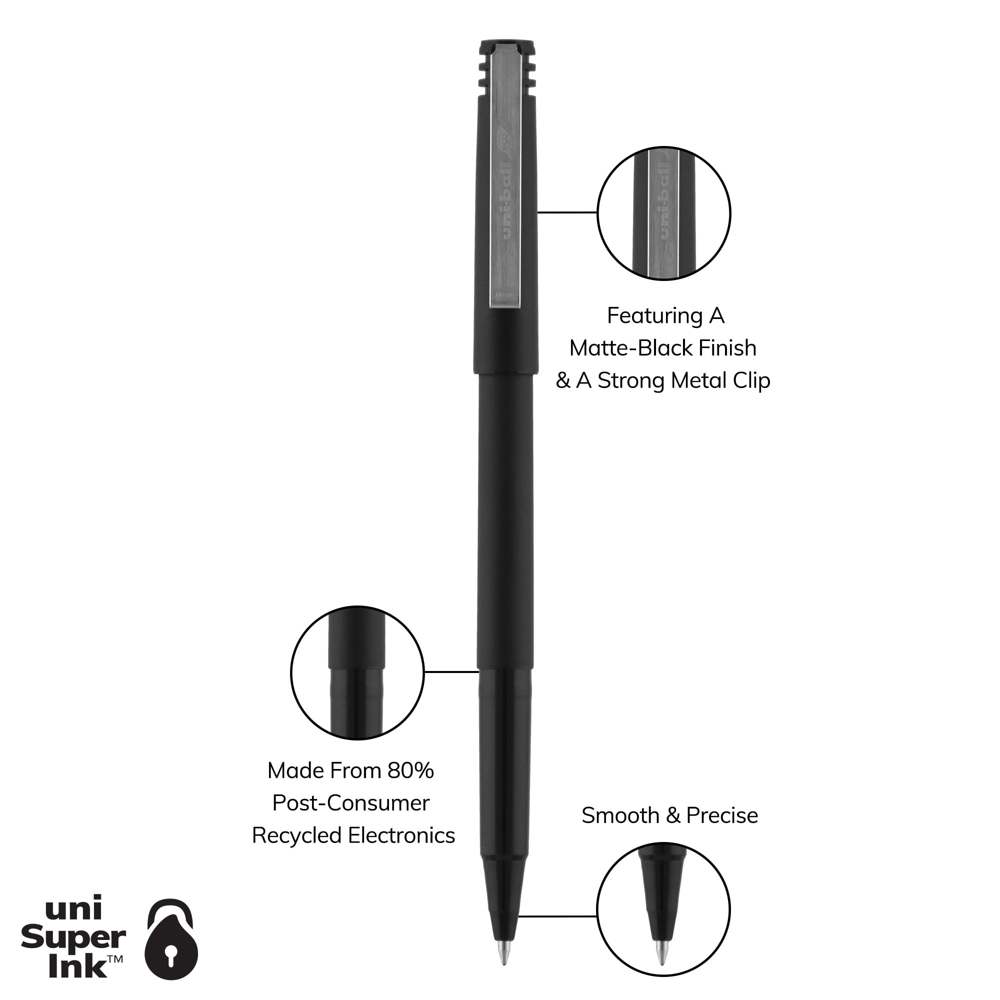 uniball Rollerball Pens, Micro Point, Quick-Drying Ink, Archival Quality (Black, 12 Count) cb7w7
