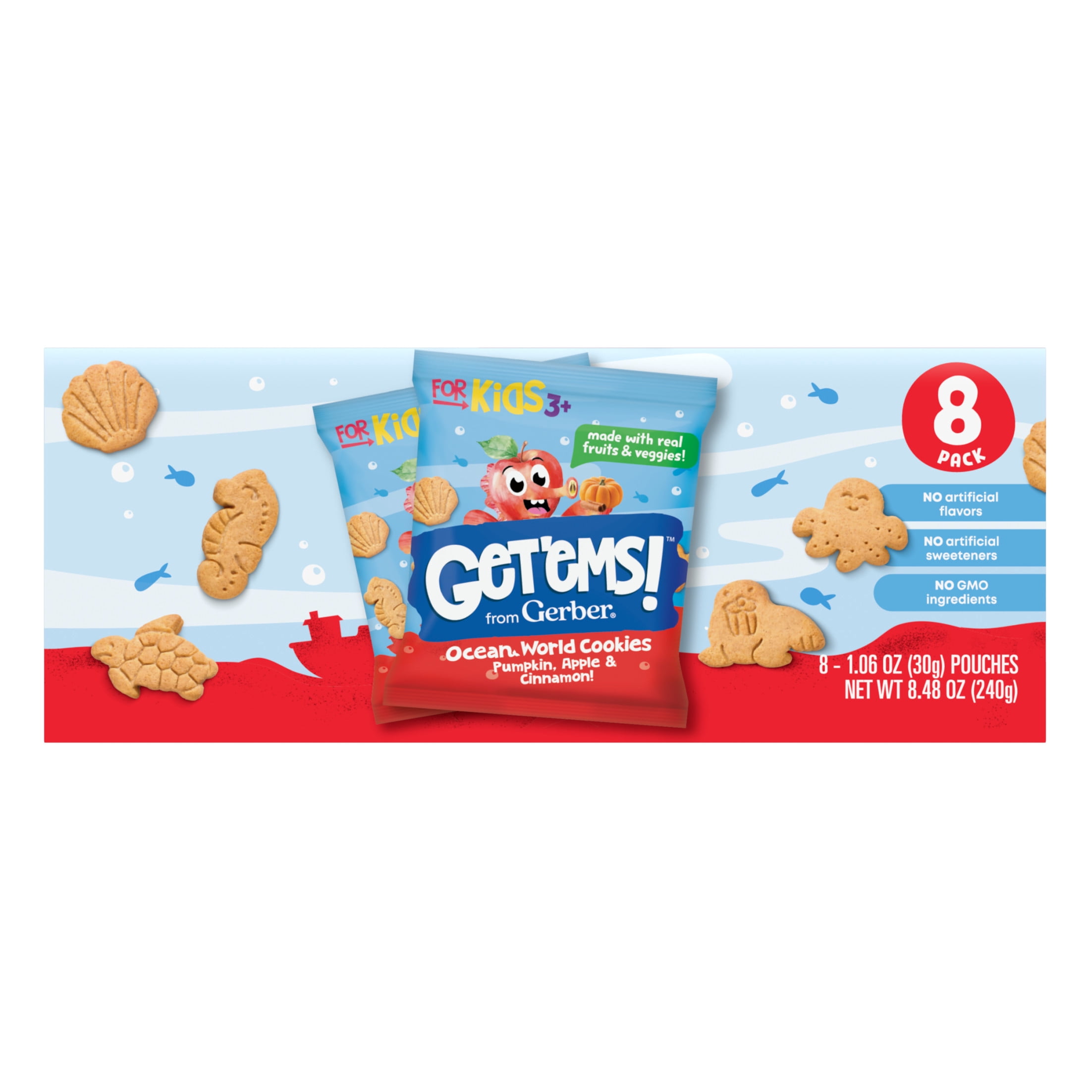 Gerber Get'ems Ocean World Cookies, Pumpkin Apple & Cinnamon Flavor (8 Pack, 8.48 oz) 95nll