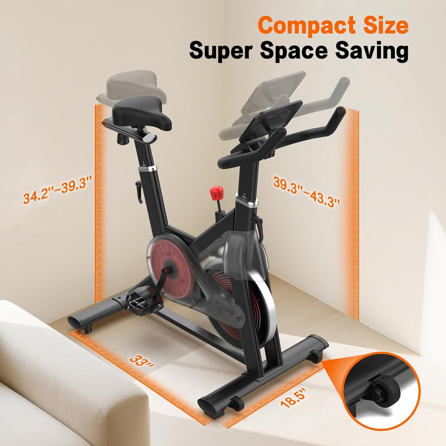 HXD-ERGO Magnetic Stationary Exercise Bike for Home Cardio, Quiet Indoor Cycling Trainer with LCD Monitor and Adjustable Seat (Black, 350 lb Capacity) 9sn8t