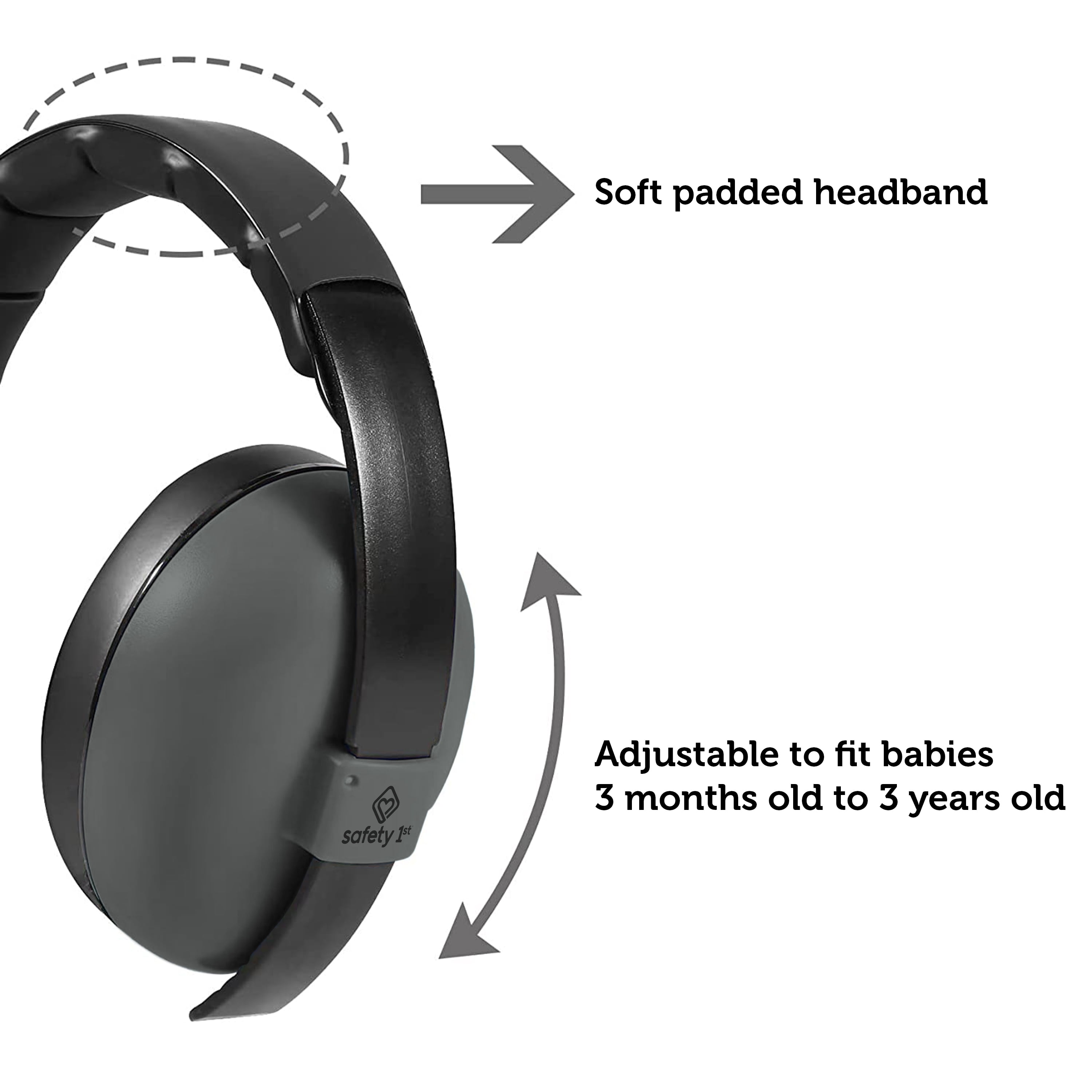 Safety 1st Noise Reducing Earmuffs for Infants and Toddlers, Hearing Protection (Space Gray, One Size) oi19l