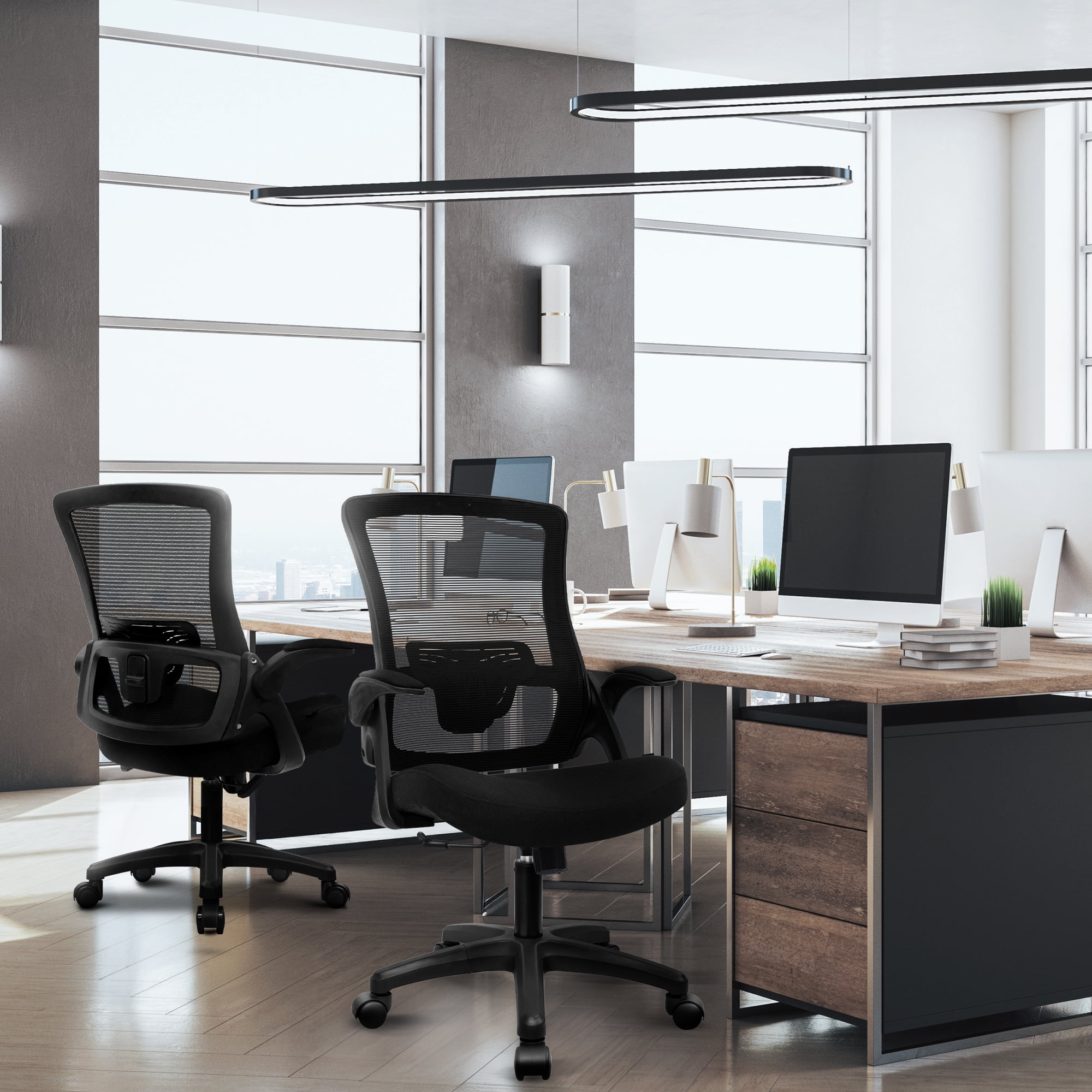 CELTOSS Ergonomic Office Chair, Breathable Mesh Task Chair with Lumbar Support and Flip-Up Armrests (Black, 250 lb Capacity) hfyin
