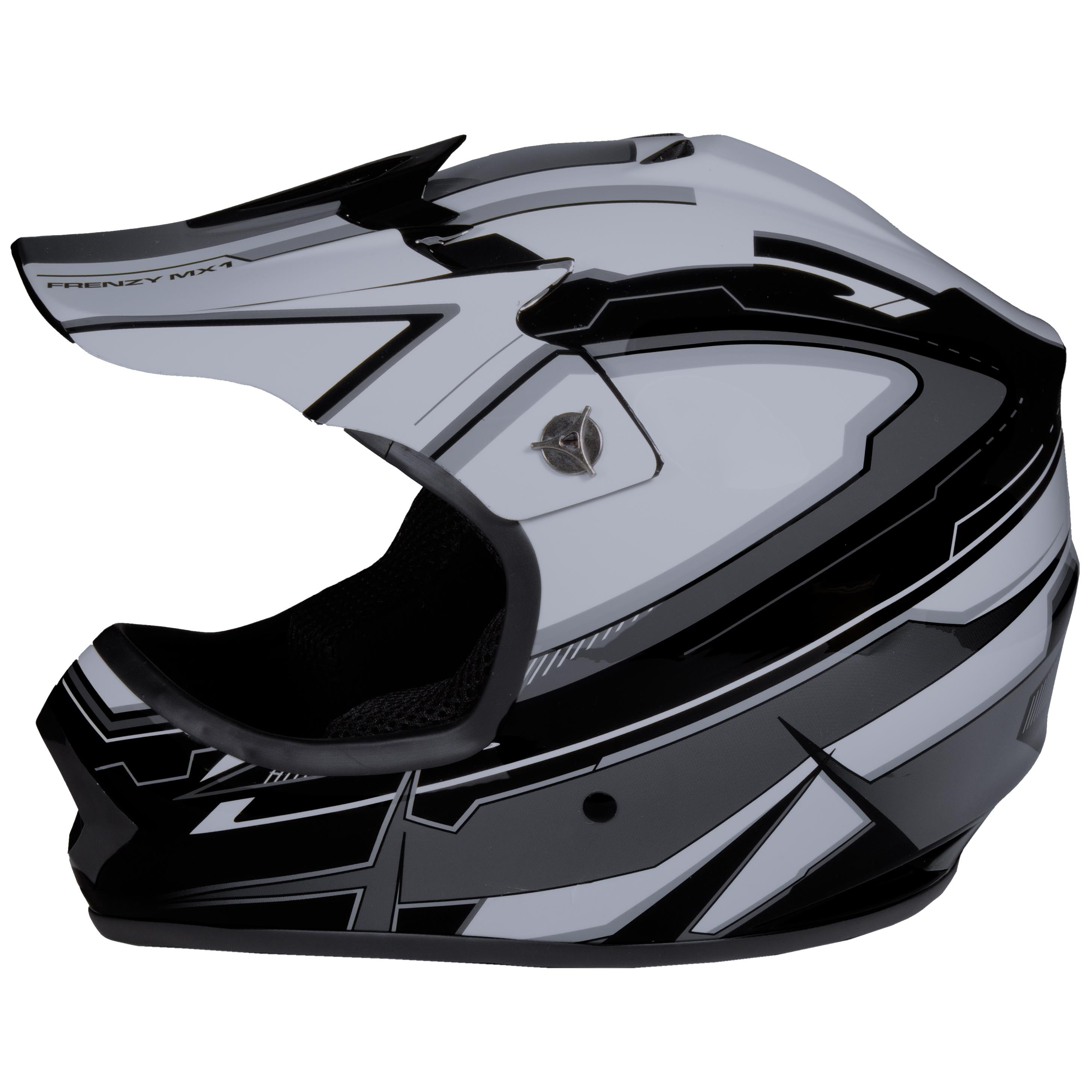 Fuel Helmets Youth Frenzy MX ATV Off-Road Helmet (Black/Grey, Youth Large) s597q