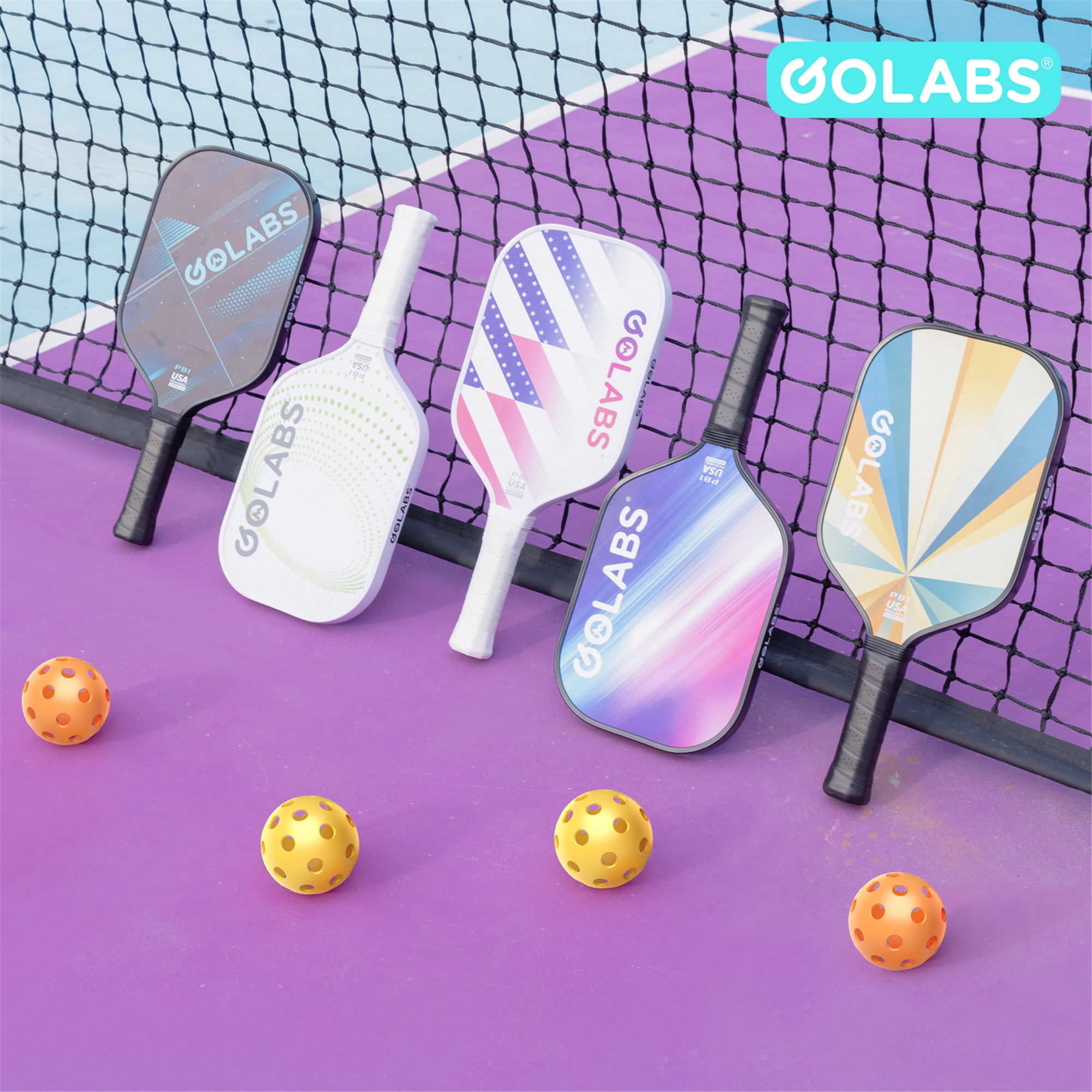 Golabs PB1 Pickleball Paddle Set, Fiberglass Surface with 4 Balls and Carry Bag (Pink, 2-Pack) a4nz8