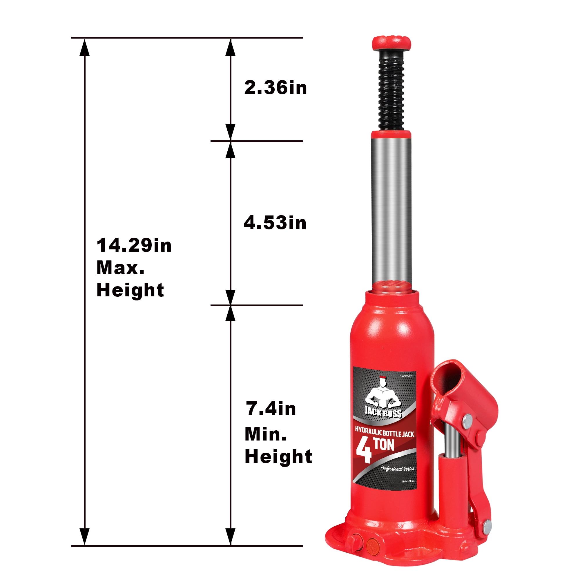 Jack Boss 4 Ton Hydraulic Lift Jack with Carrying Case (Red, 8,800 lb) dsscd