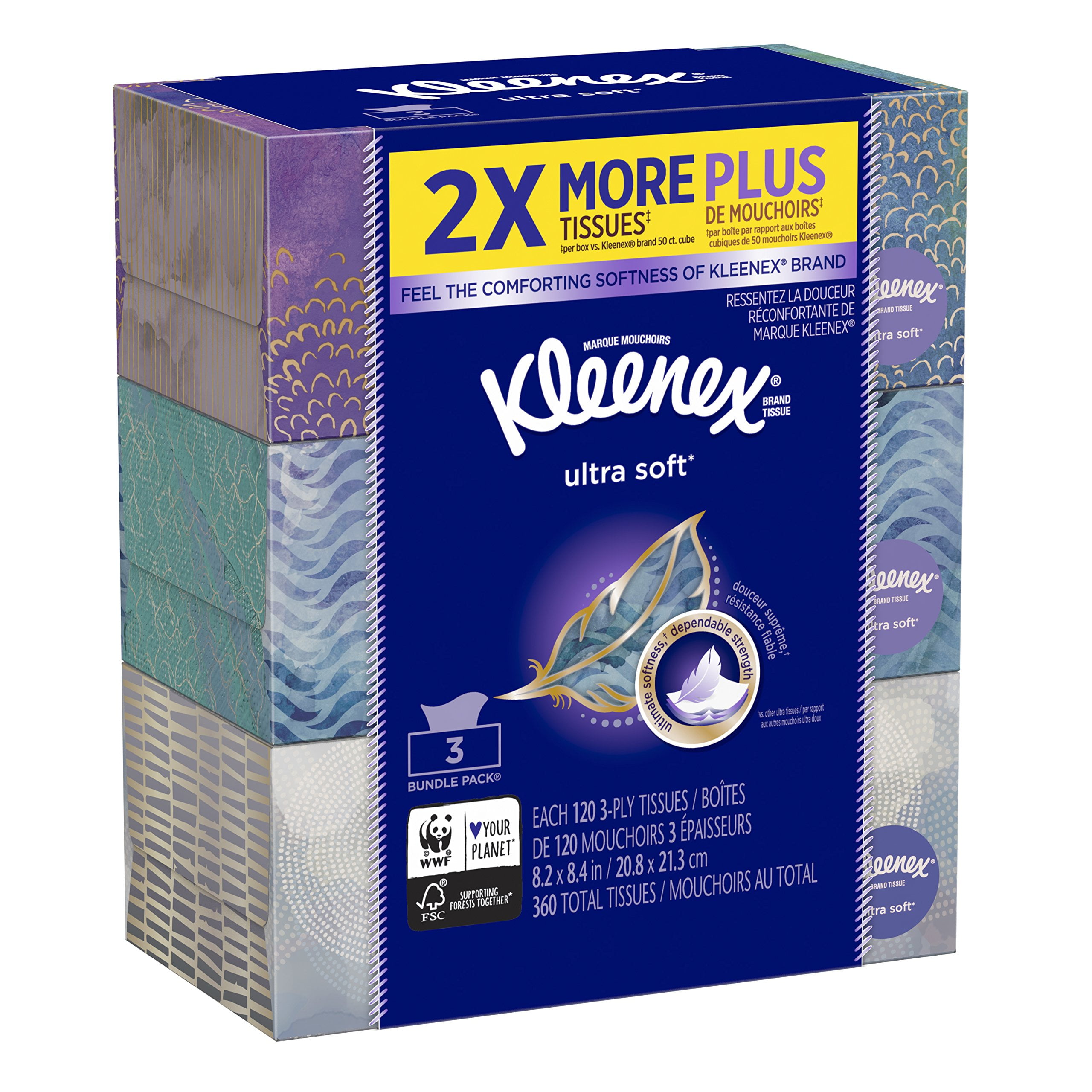 Kleenex Ultra Soft & Strong Facial Tissues (White, 360 Total Count) risqn