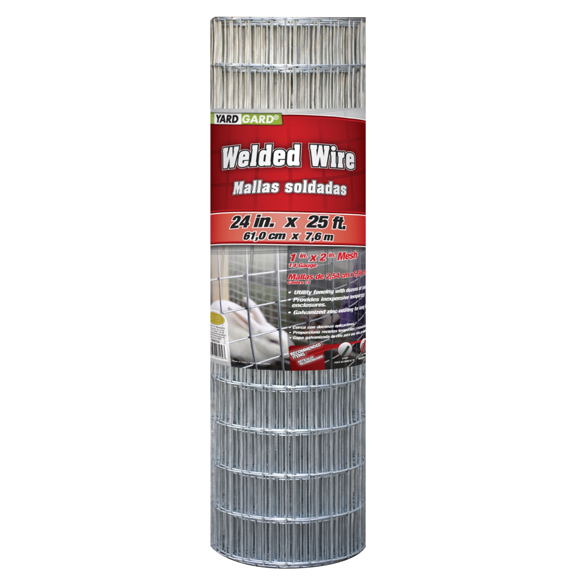 YARDGARD Galvanized Welded Wire Fence, 14 Gauge Mesh for Garden Protection and Animal Containment (Silver, 24 in x 25 ft) 5g4w3
