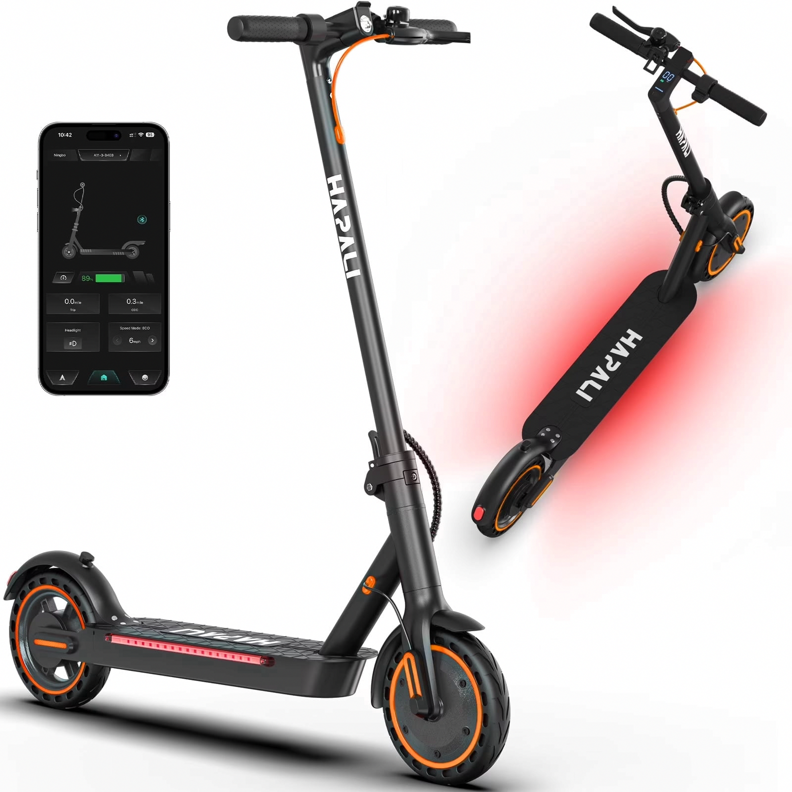 OSBOO Electric Scooter for Adults, 550W Motor Foldable Commuter with App Control and Side Lights (Black) fqvha