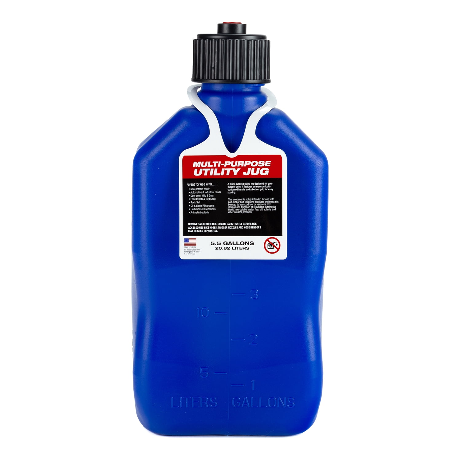 VP Racing Fuels Motorsport Utility Jug with 14 in Standard Hose (Blue, 5.5 gal) 9b5nh