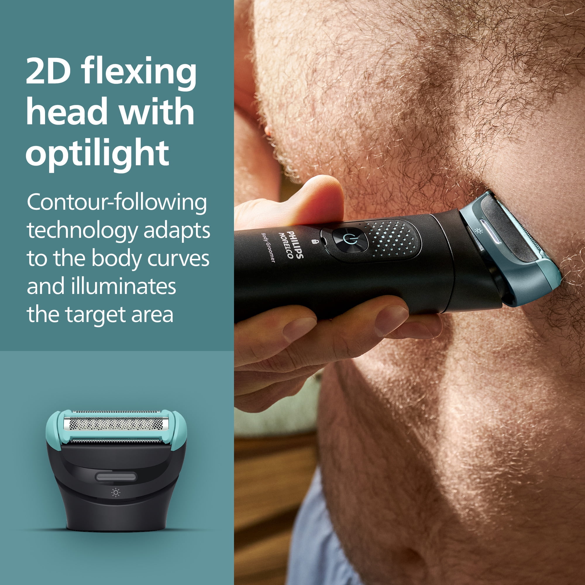 Philips Norelco Body Groomer 9000 Series, Full Body Hair Trimmer and Intimate Shaver System with UV Sanitizer and Back Attachment (Black, 11 Length Settings) szom3