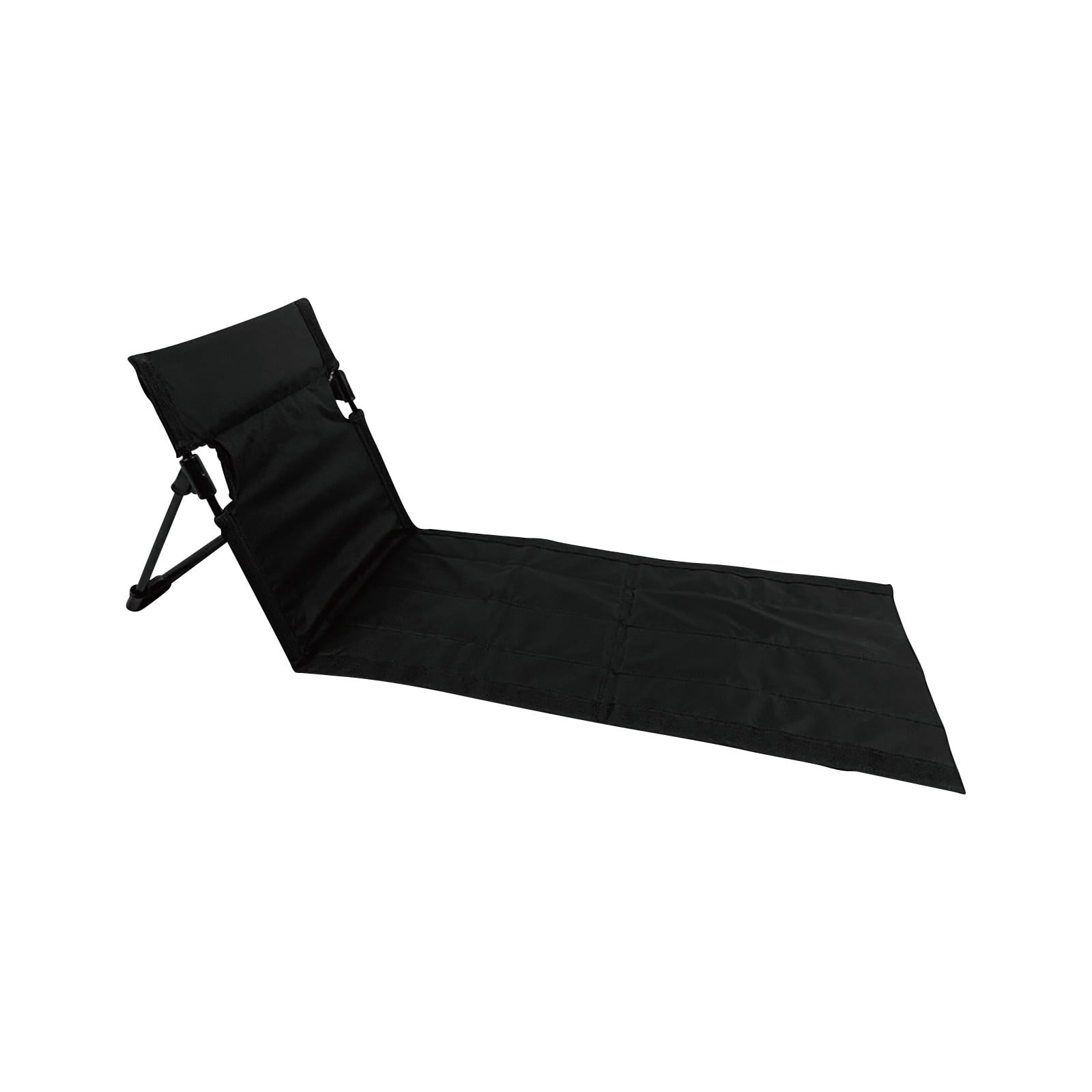 CUWFQ Portable Folding Beach Lounge Chair with Adjustable Backrest and Storage Pouch (Black, 63 in x 20 in) wa39n