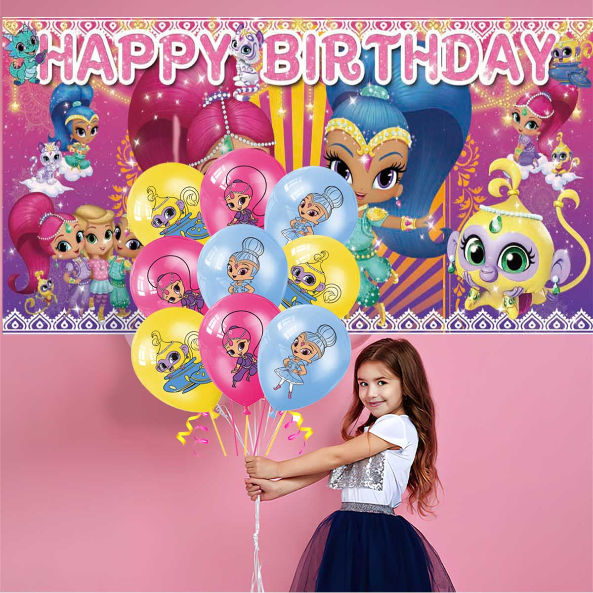 Liuyuandaoer Shimmer and Shine Birthday Party Supplies Set (Multi-color, 1 Set) fucip