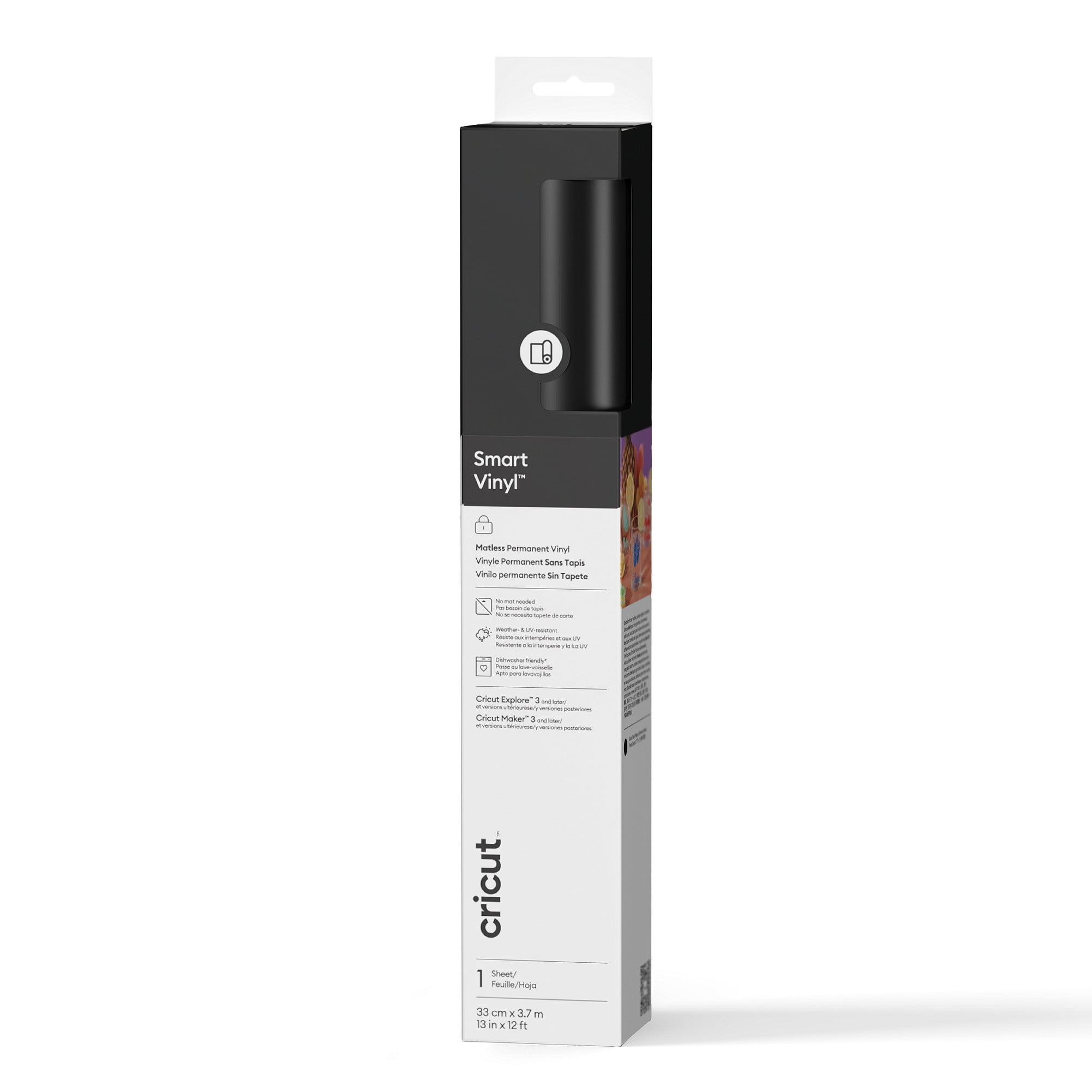 Cricut Smart Vinyl Permanent Adhesive Craft Material (Black, 13 in x 12 ft) ulo9g