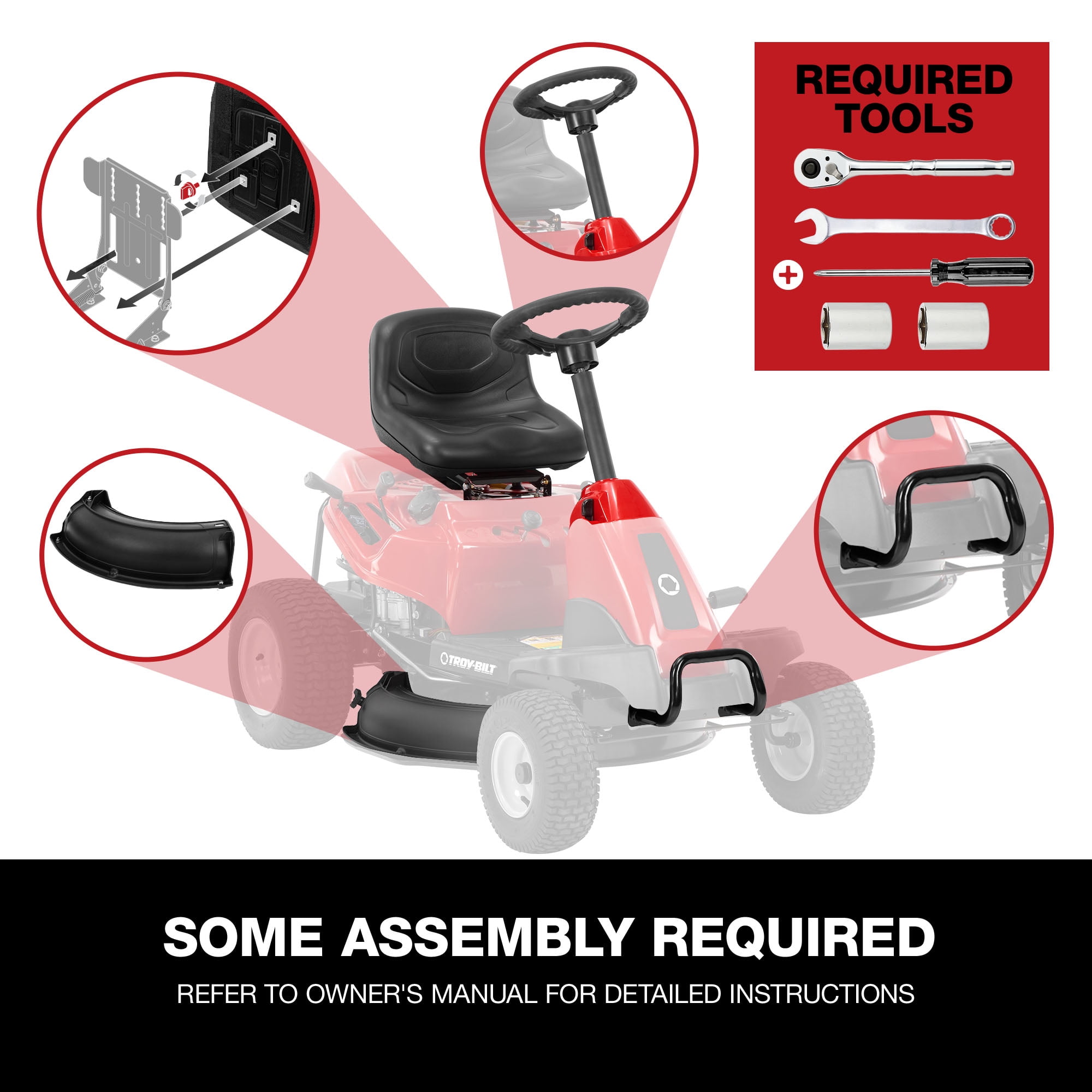 Troy-Bilt 30 in. Compact Riding Gas Lawn Mower with Briggs & Stratton Engine (344cc, 6-Speed) zcl1u