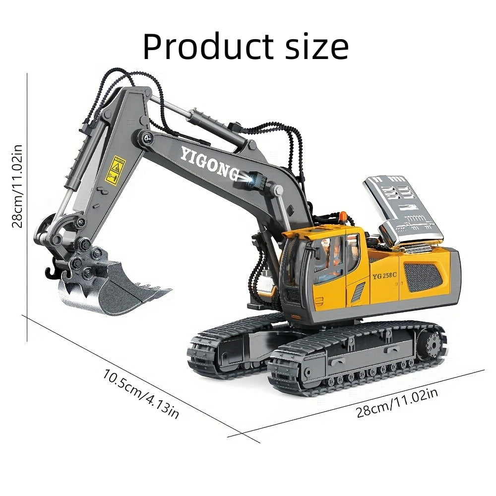 TZDZRC Remote Control Excavator, 11 Channel RC Construction Vehicle, Fully Functional Alloy Bucket (Yellow, 1/20 Scale) hynbb
