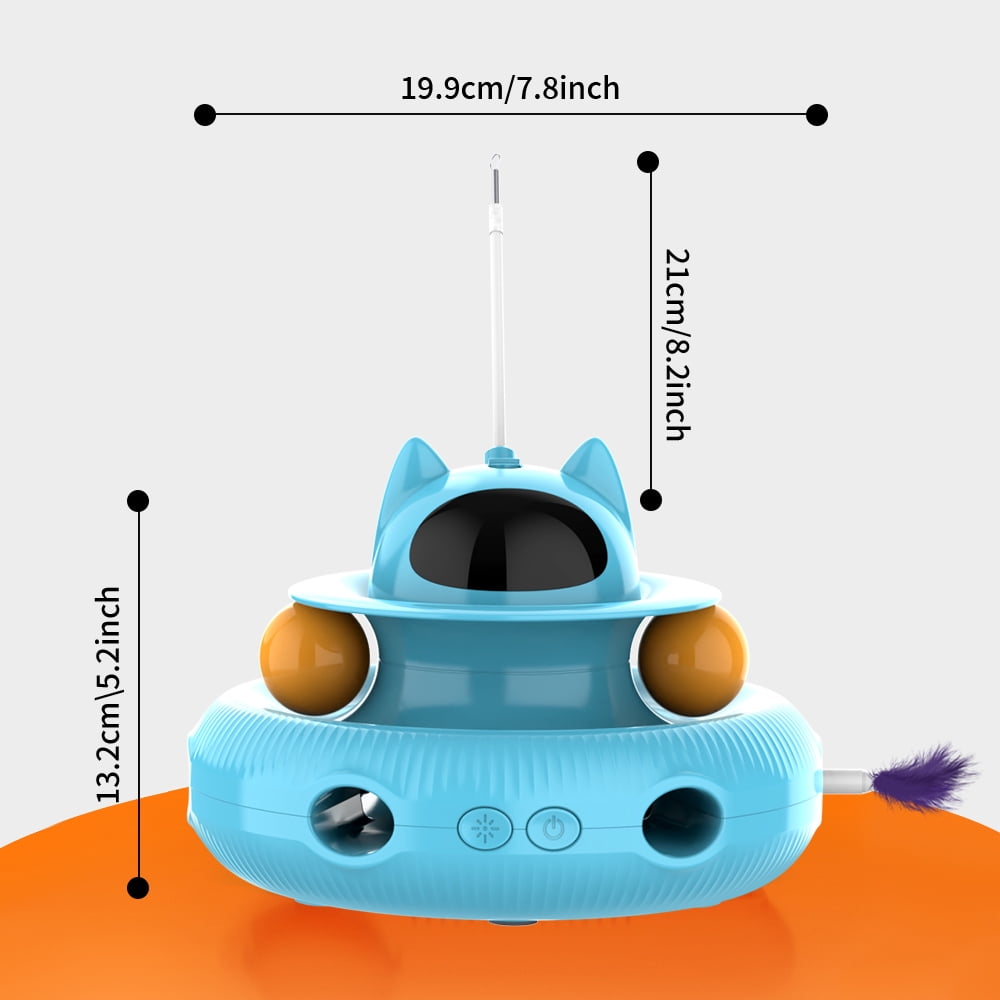 Cornmi 4-in-1 Interactive Cat Toy with Laser and Retractable Feather Wand (Blue, 1 Unit) l7f8q