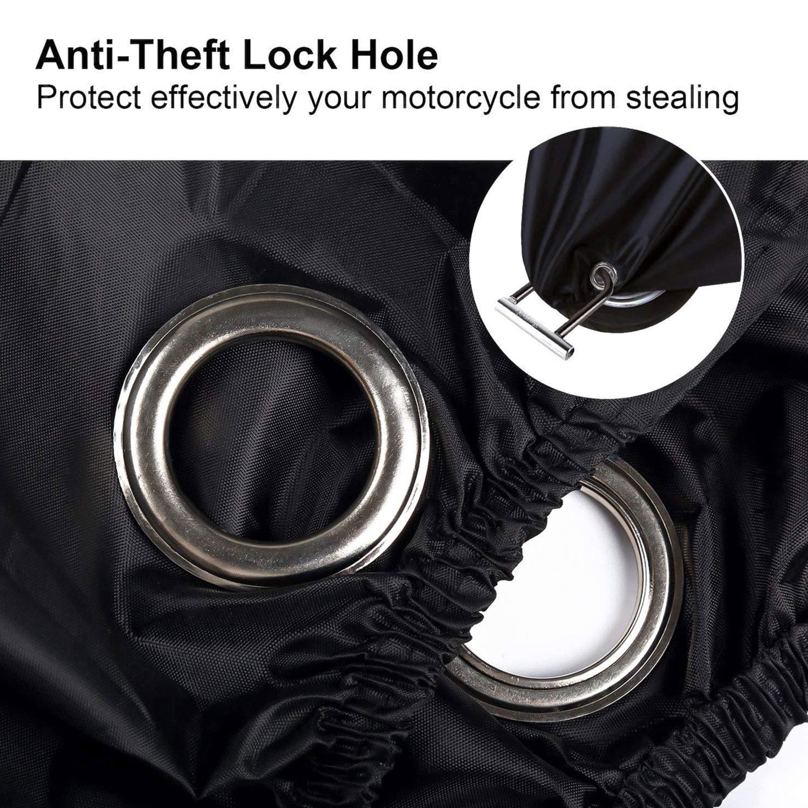 Pakasept Motorcycle Cover All-Season Waterproof Outdoor Protection with Lock-Holes and Storage Bag (Black, 96.5 in) q1tpn