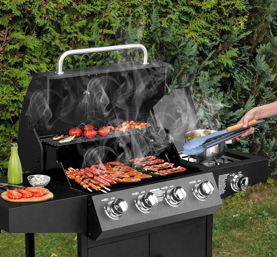 iTopRoad Propane Gas Grill with Side Stove (58000 BTU, Outdoor Cooking Station) 5v0qi