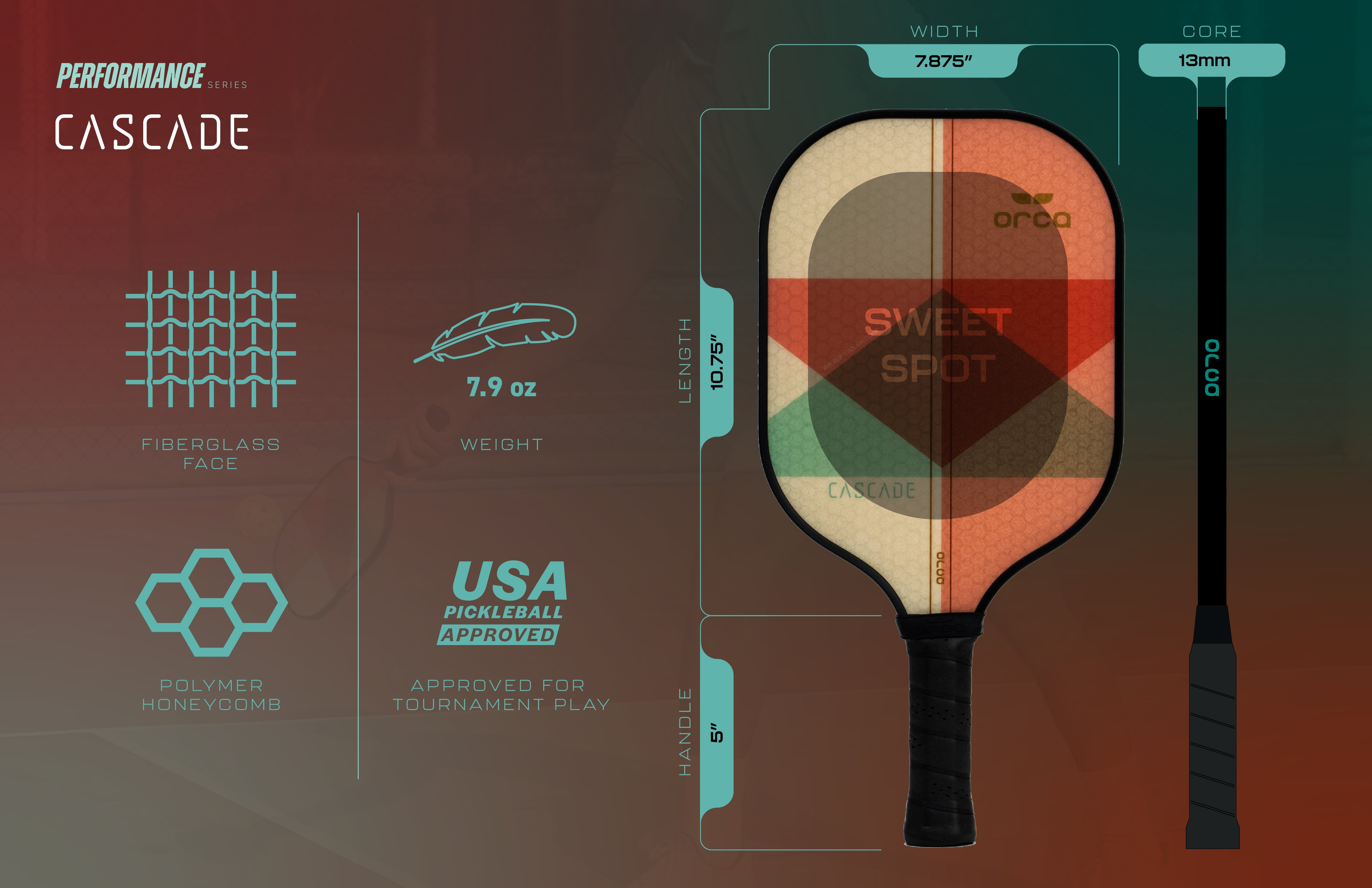 Orca Cascade Pickleball Paddle Set with Neoprene Cover and Carry Bag (Red, 7.9 oz) bucgx