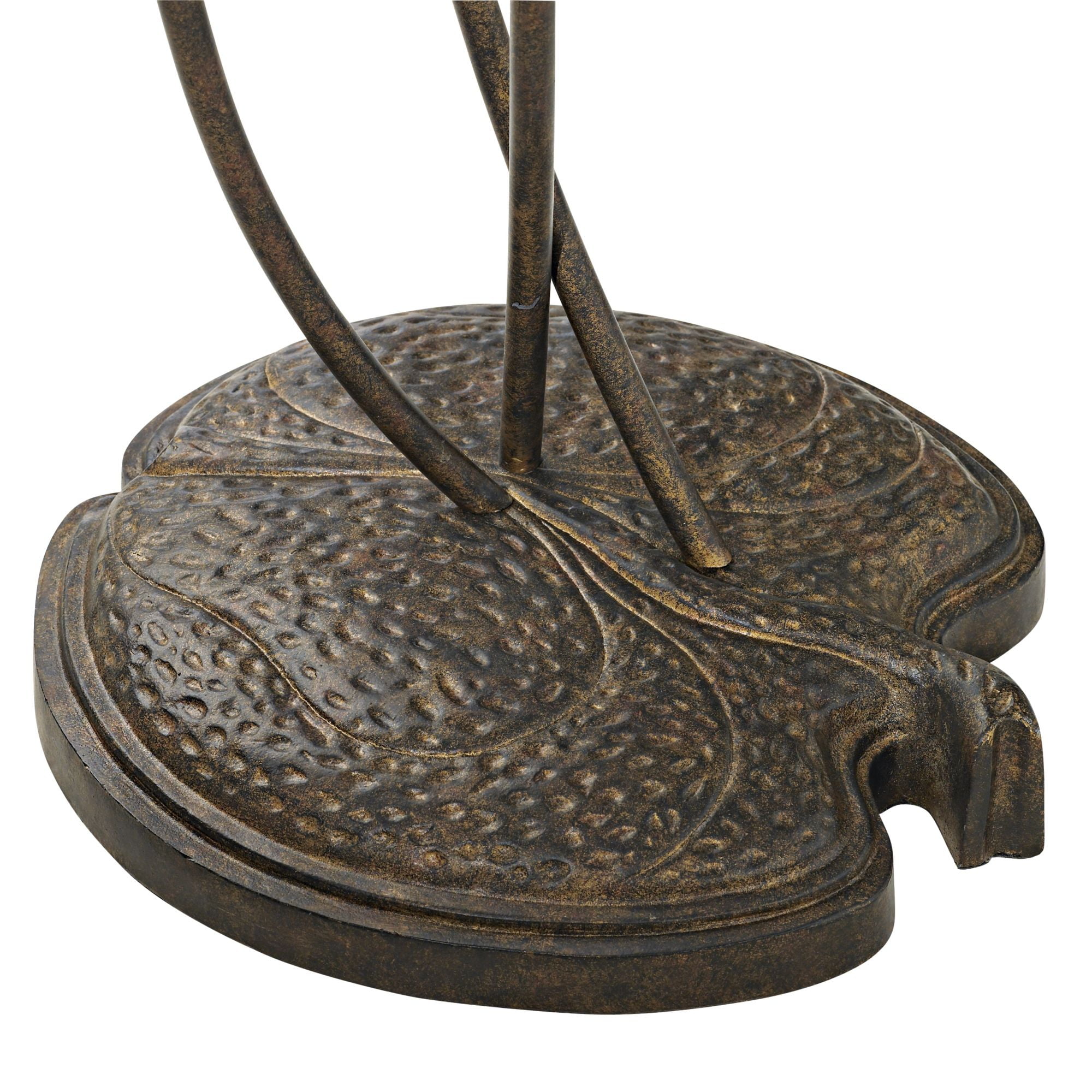 Franklin Iron Works Intertwined Lilies Rustic Farmhouse Floor Lamp (Bronze Gold, 68.25 in) q9hdj